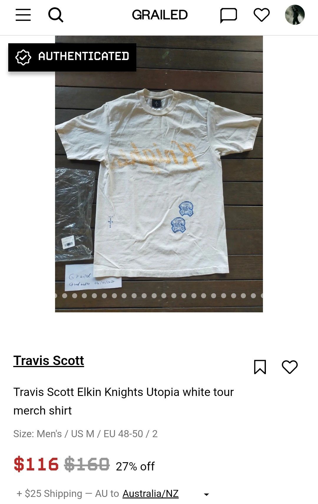 Travis Scott Travis Scott Utopia Elkin Knights white merch shirt medium Size US M / EU 48-50 / 2 - 25 Thumbnail