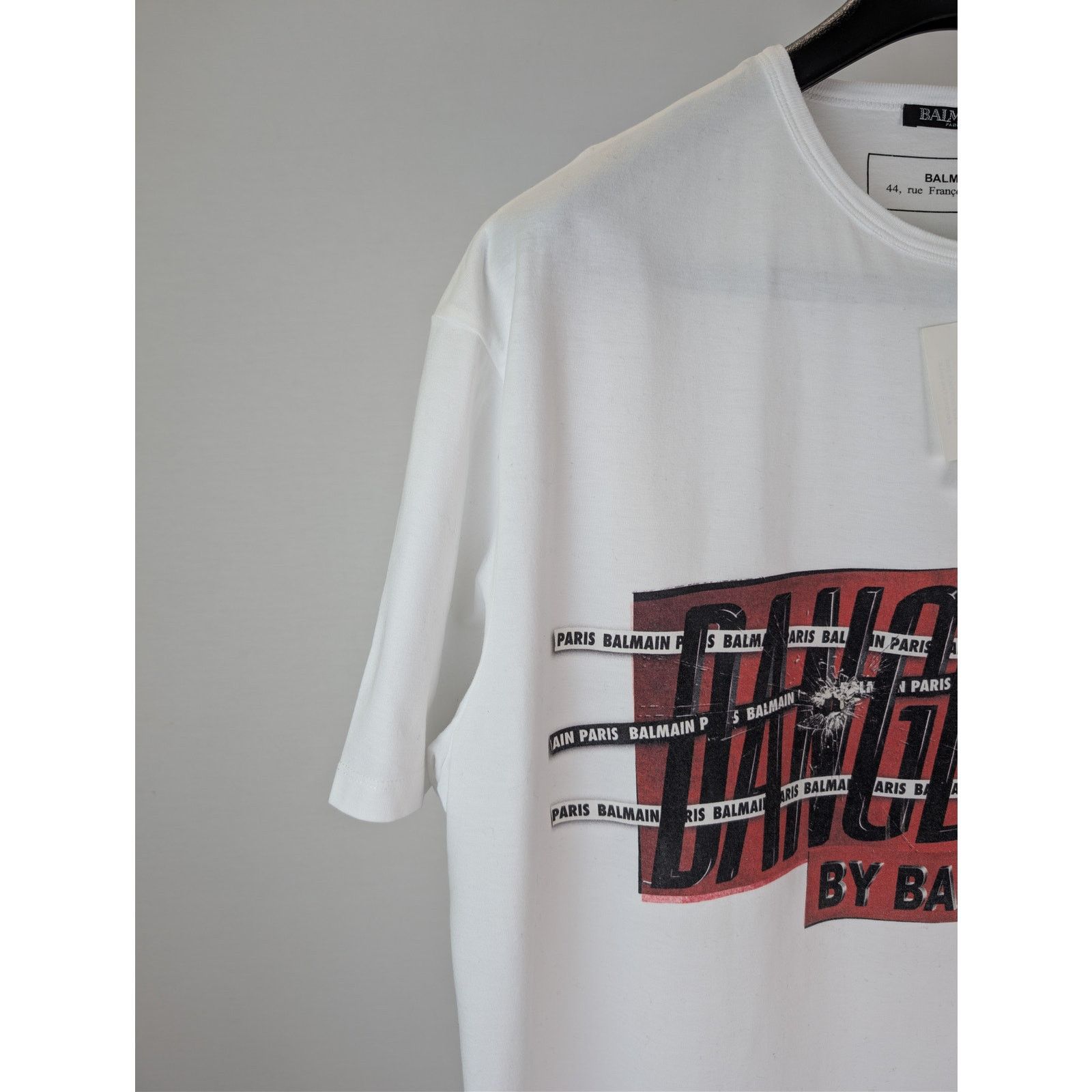 Balmain o1rshd1 Dangerous Print Cotton Crewneck T-Shirt in White Size US S / EU 44-46 / 1 - 6 Thumbnail