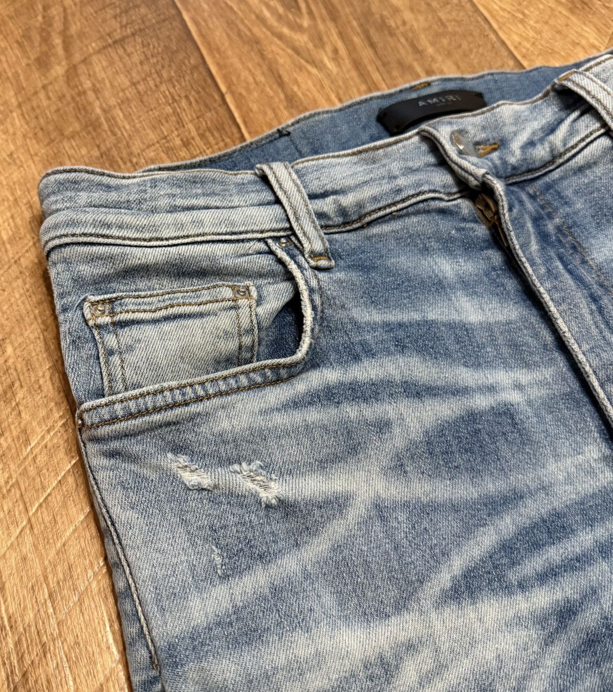 Amiri Amiri Ripped Light Blue Jeans Slim Fit Denim Pants Size US 31 - 5 Thumbnail