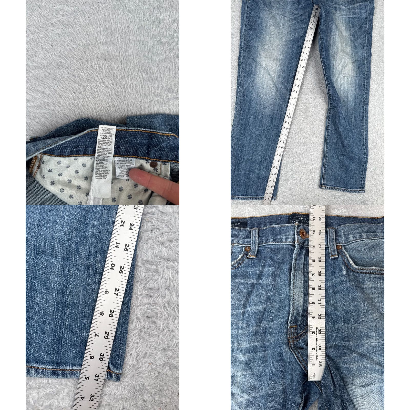 Lucky Brand Lucky Brand Jeans Mens Slim Blue Denim 36 Regular 31in 5-Pocket Distressed Button Fly Cotton Slimming Heritage 121 Vintage No N/A Size US 36 / EU 52 - 8 Thumbnail