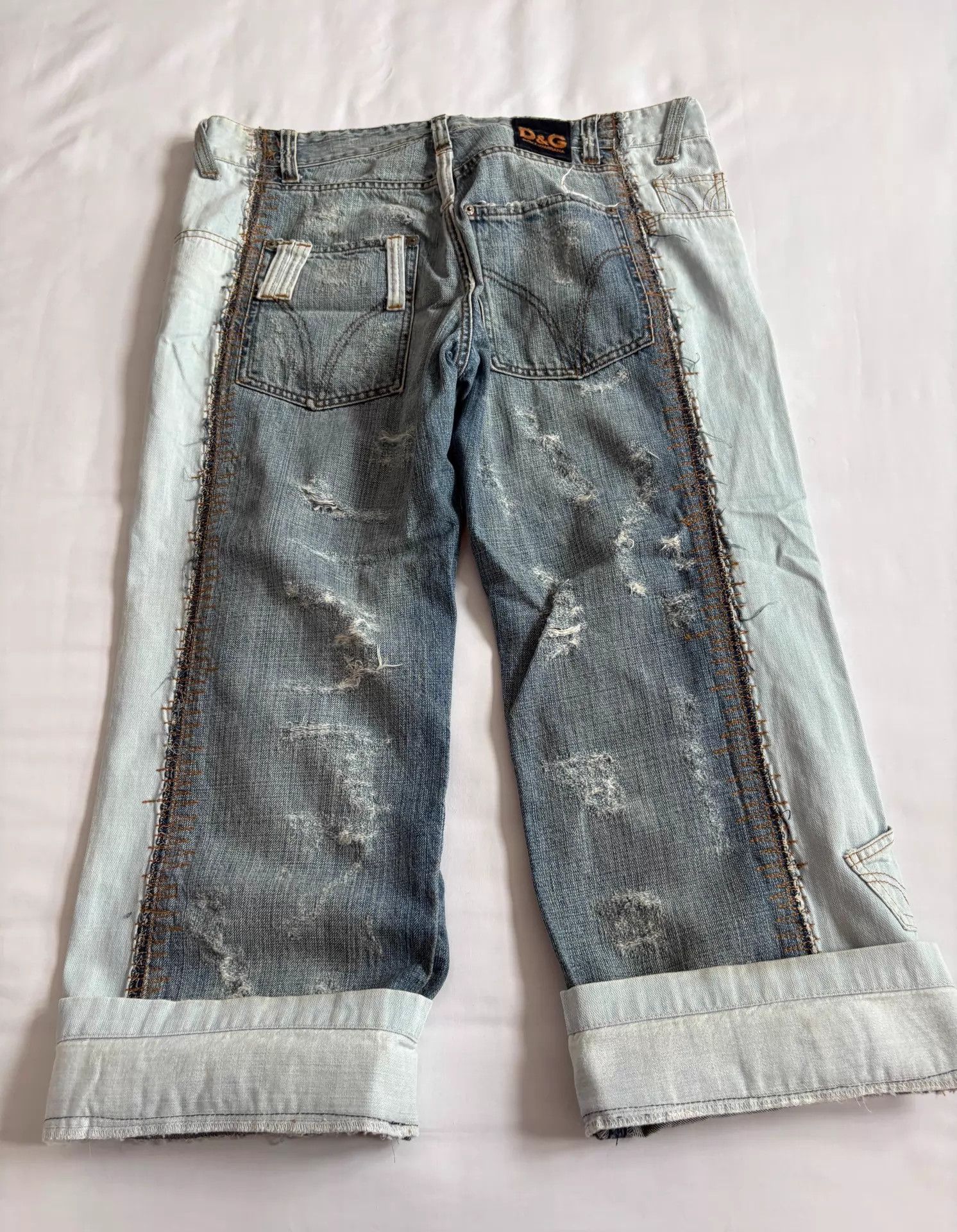 Dolce & Gabbana DG Fake Two-Tone Offset Panel Distressed Denim Shorts Size US 28 / EU 44 - 9 Thumbnail