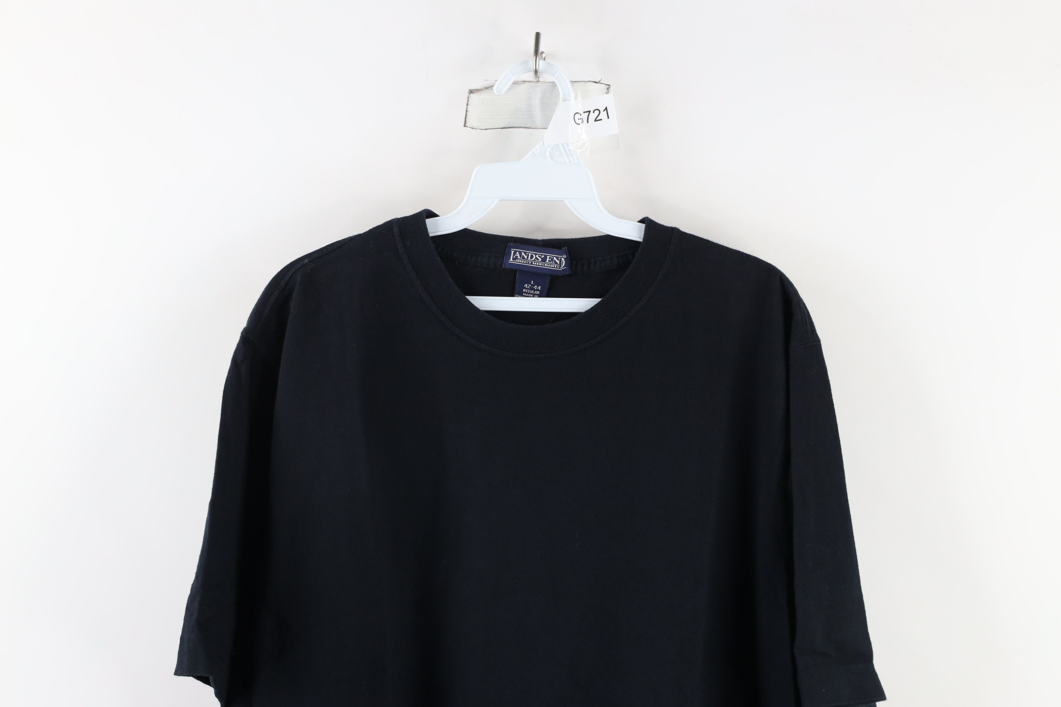 Lands' End × Vintage Vintage 90s Lands End Blank Heavyweight T-Shirt Black Cotton Size US L / EU 52-54 / 3 - 2 Thumbnail
