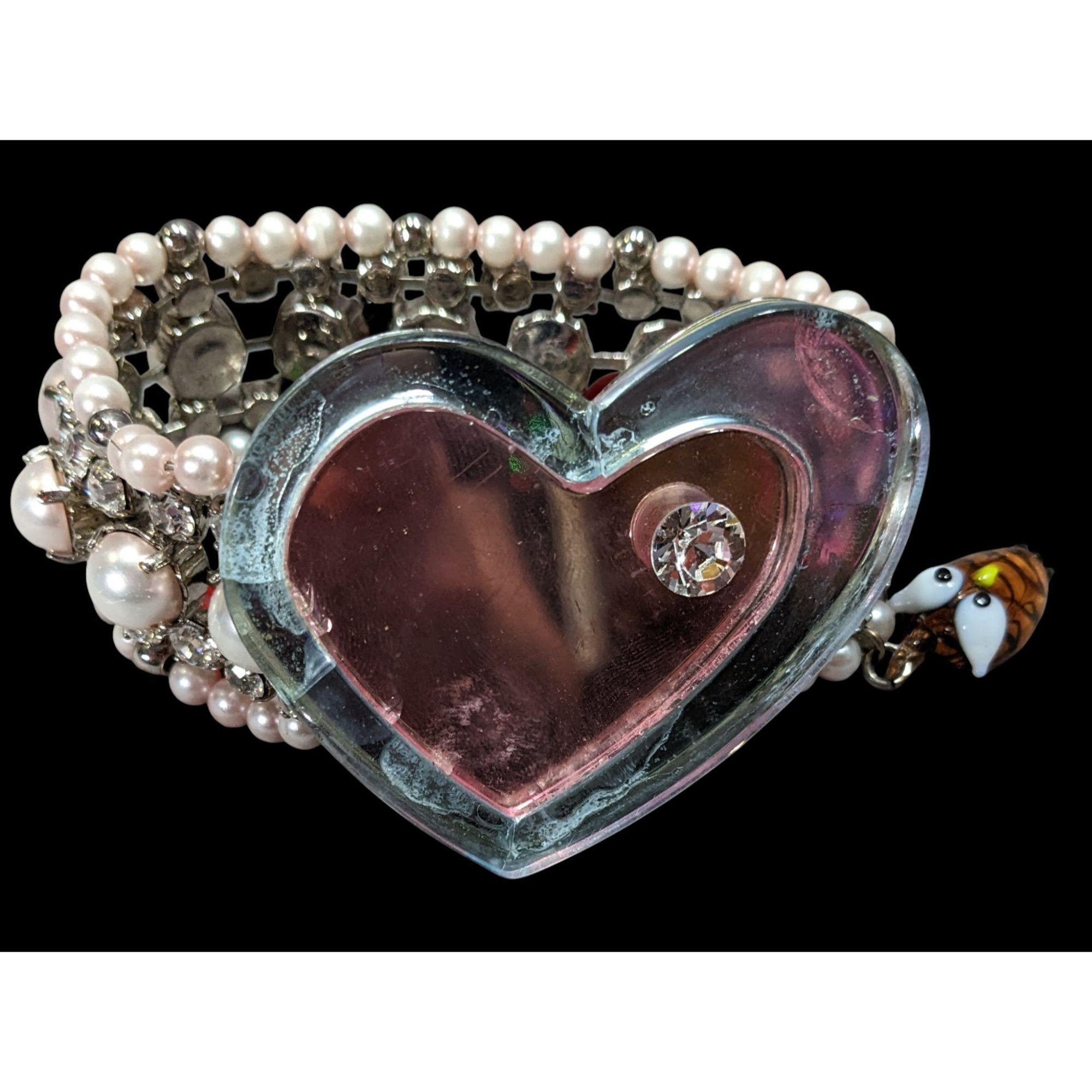 Miu Miu Rare Limited Edition Miu Miu Glass Heart Faux Pearl Glass Ch Size ONE SIZE - 1 Thumbnail