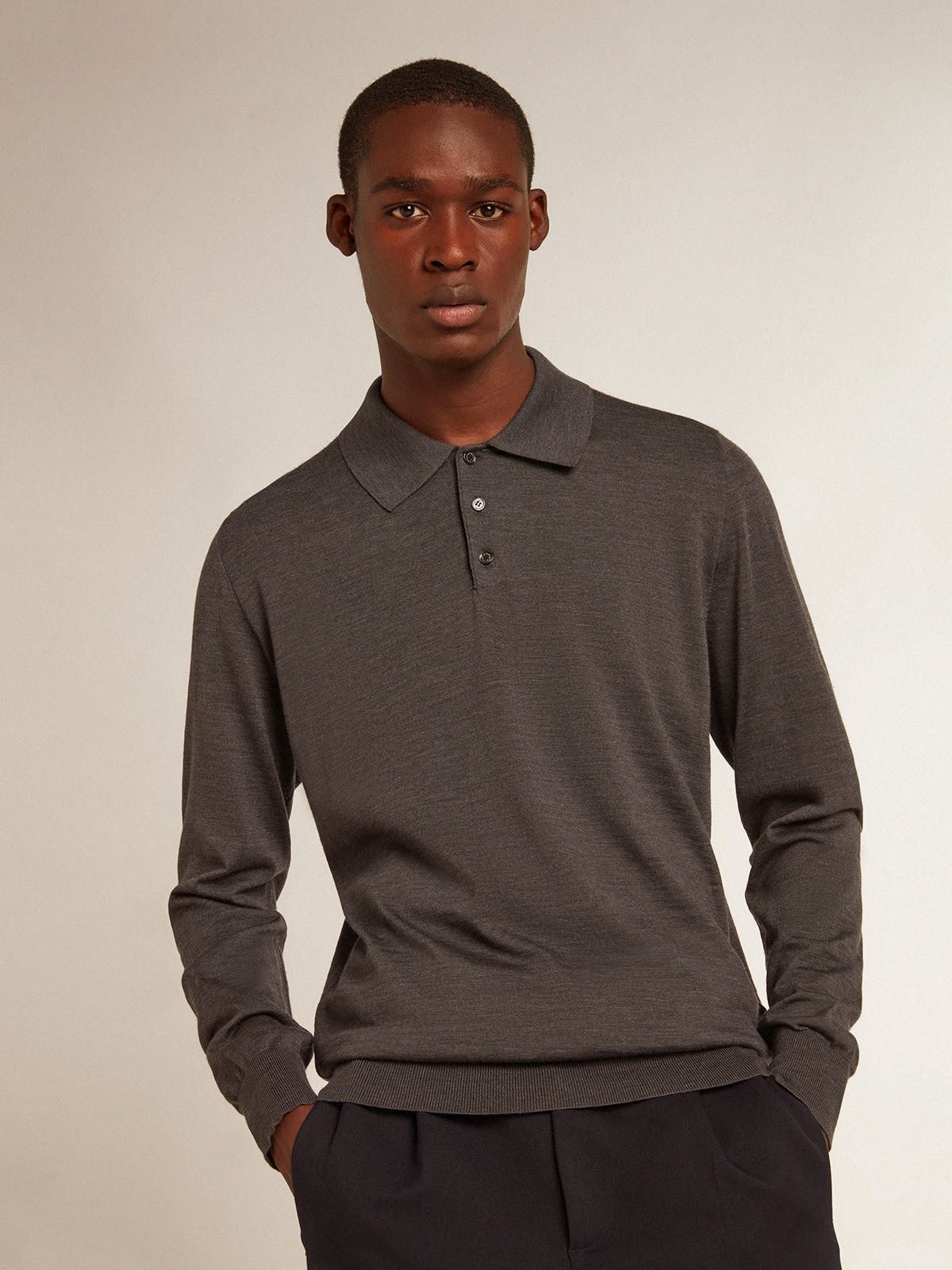 Golden Goose o1s22i1n1224 Polo Wool Shirt in Grey Size US S / EU 44-46 / 1 - 5 Thumbnail