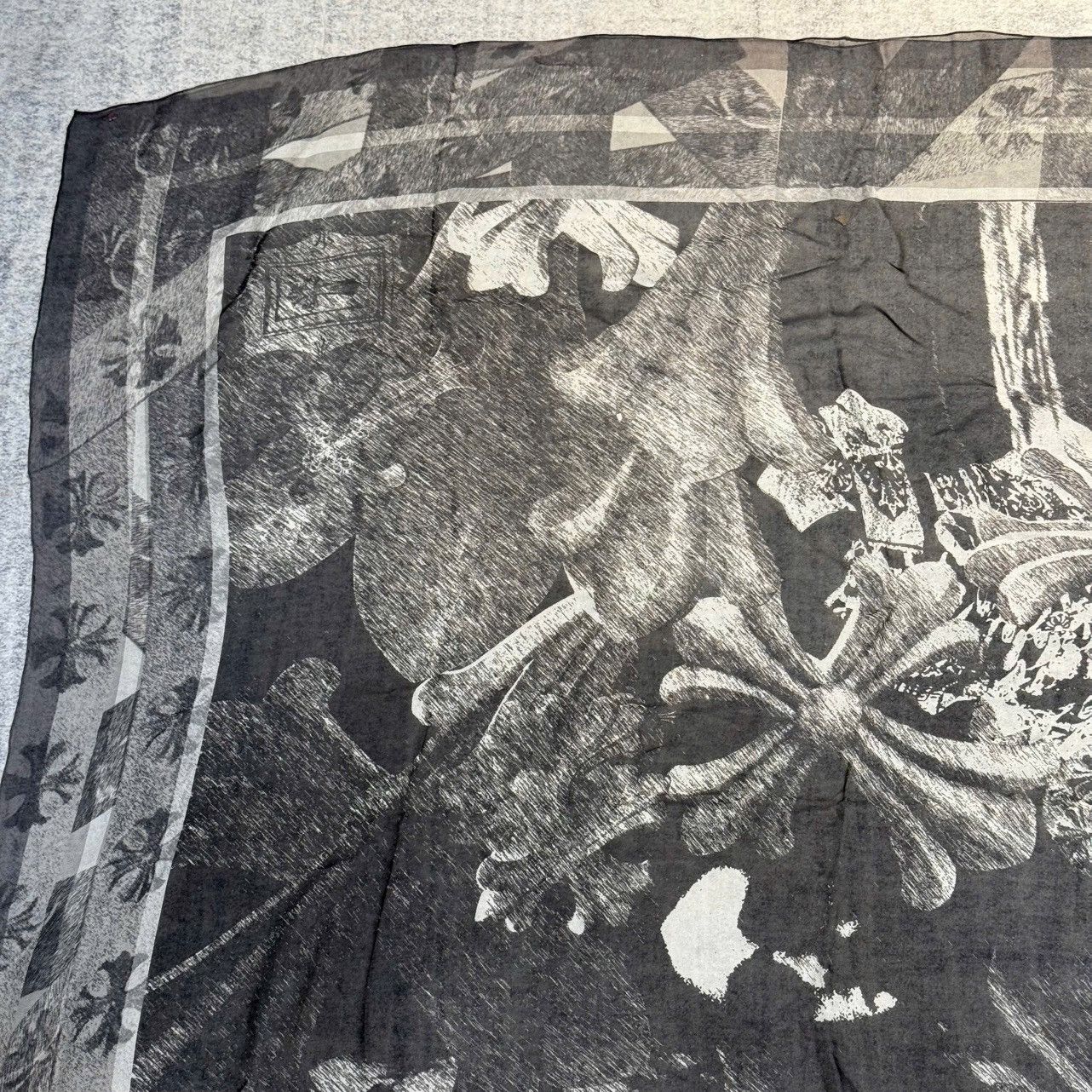 Chrome Hearts Chrome Hearts Print Silk scarf black Size ONE SIZE - 6 Thumbnail