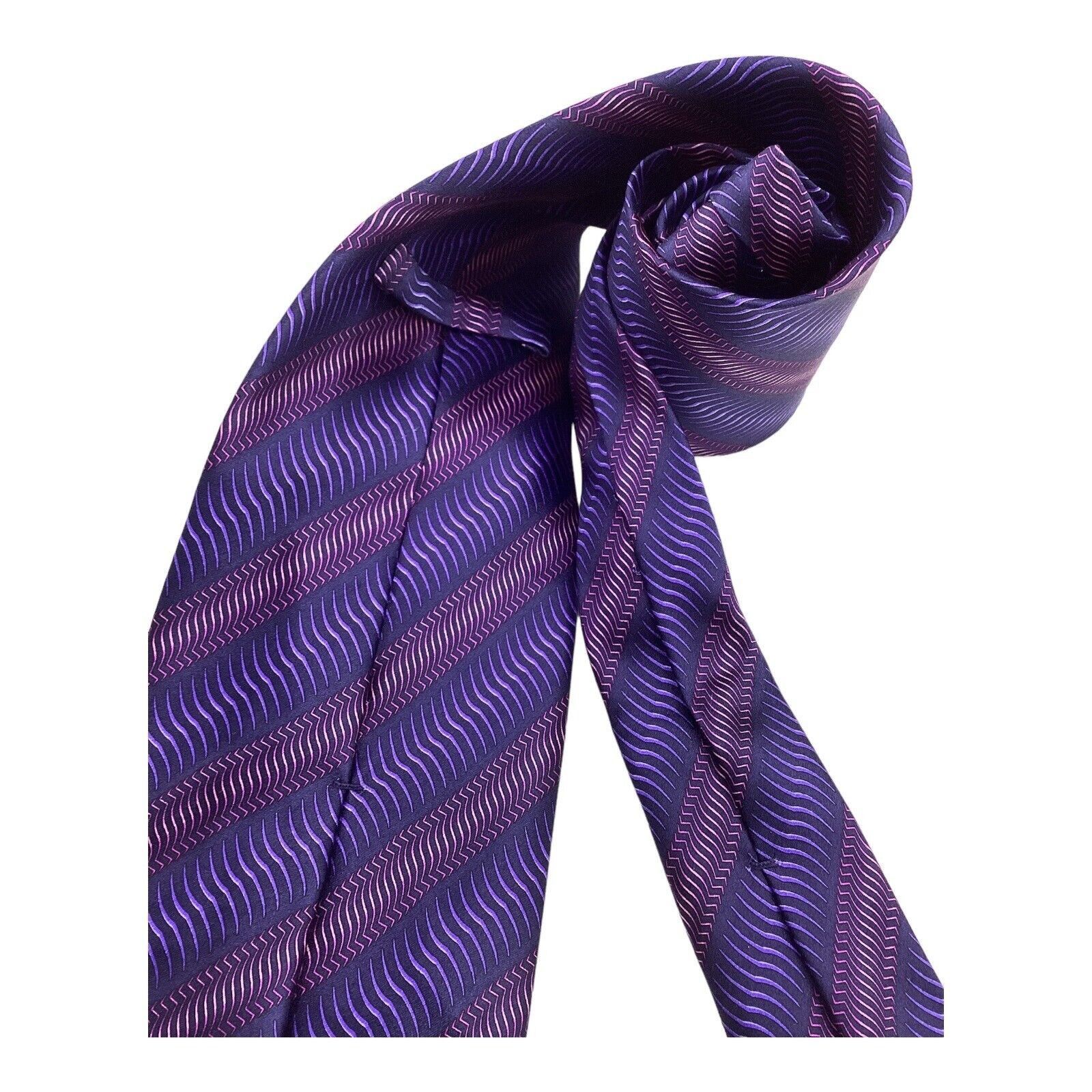 Zilli ZILLI Purple Striped Luxury Silk Tie Hand Made In Italy W: 3 Size ONE SIZE - 3 Thumbnail