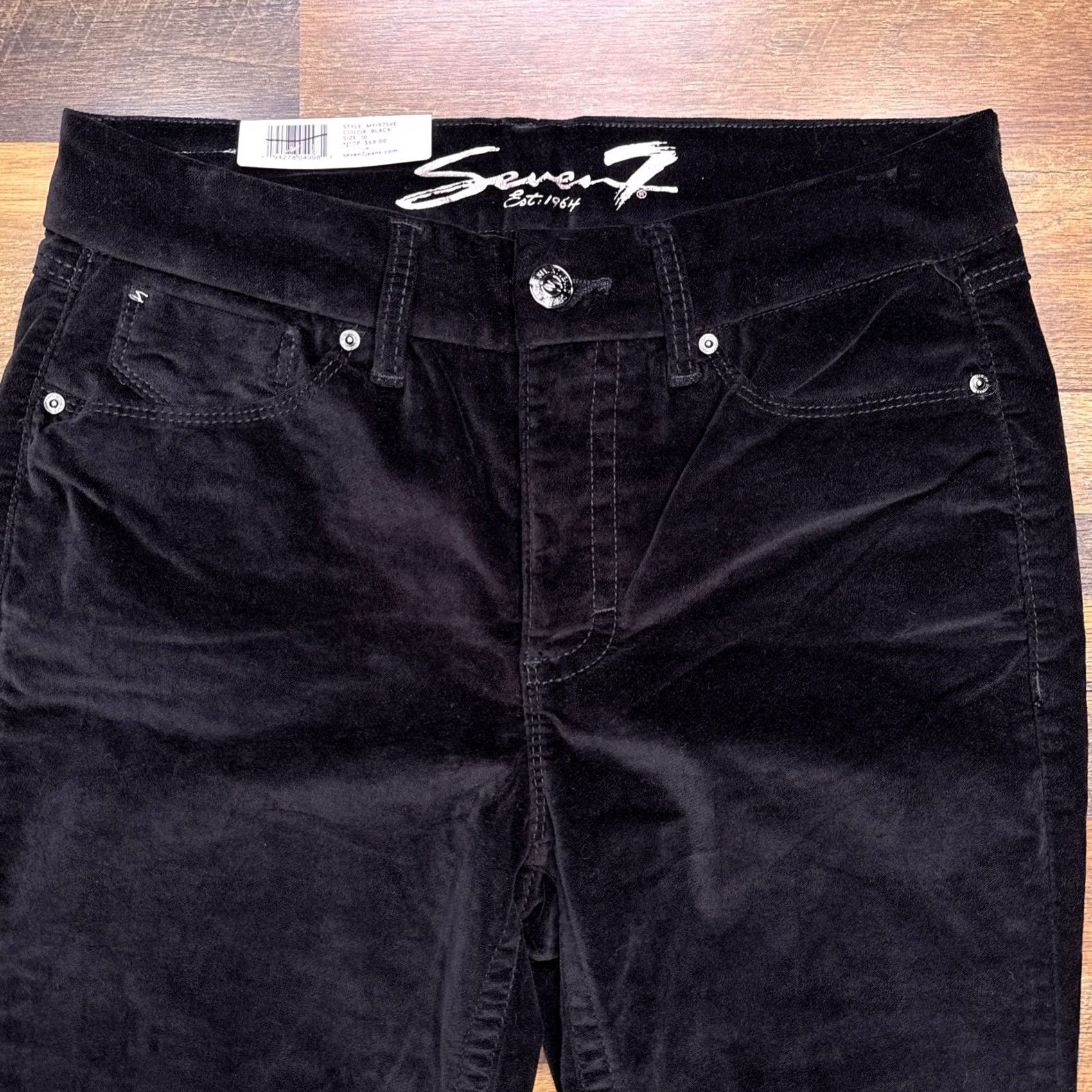 Vintage Seven7 Tumyless High Rise Skinny Velvet Jeans 10 Black Stretch New Womens Size 32" / US 10 / IT 46 - 2 Thumbnail