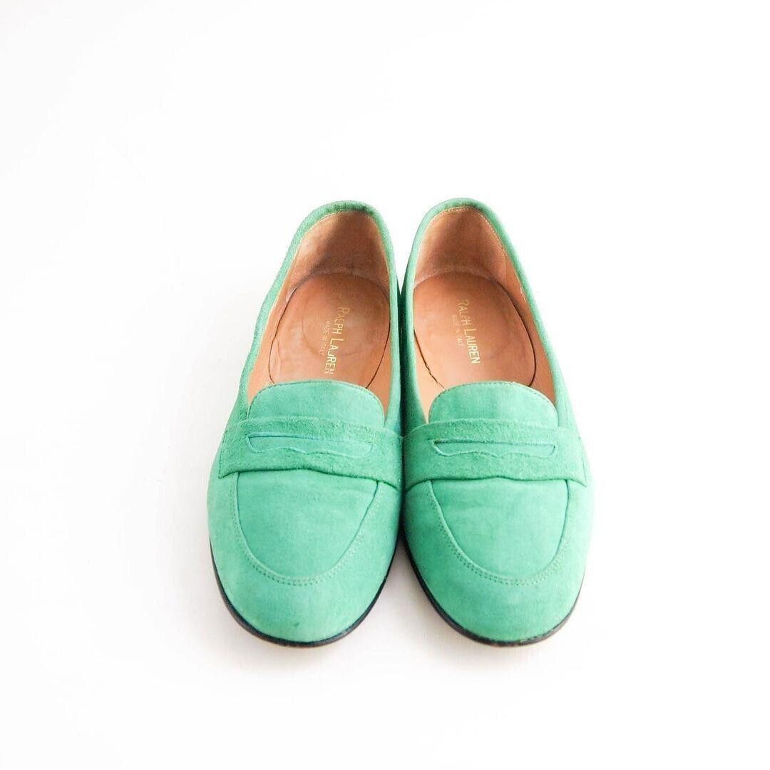 Polo Ralph Lauren Ralph Lauren Penny Loafers Green Suede Womens EU 37 US 6.5 C Size US 7 / IT 37 - 3 Thumbnail