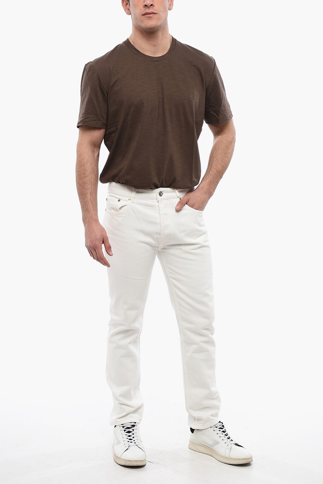 Palm Angels og1mm0825 5-Pocketed Slim Fit Denim in White Size US 33 - 4 Thumbnail