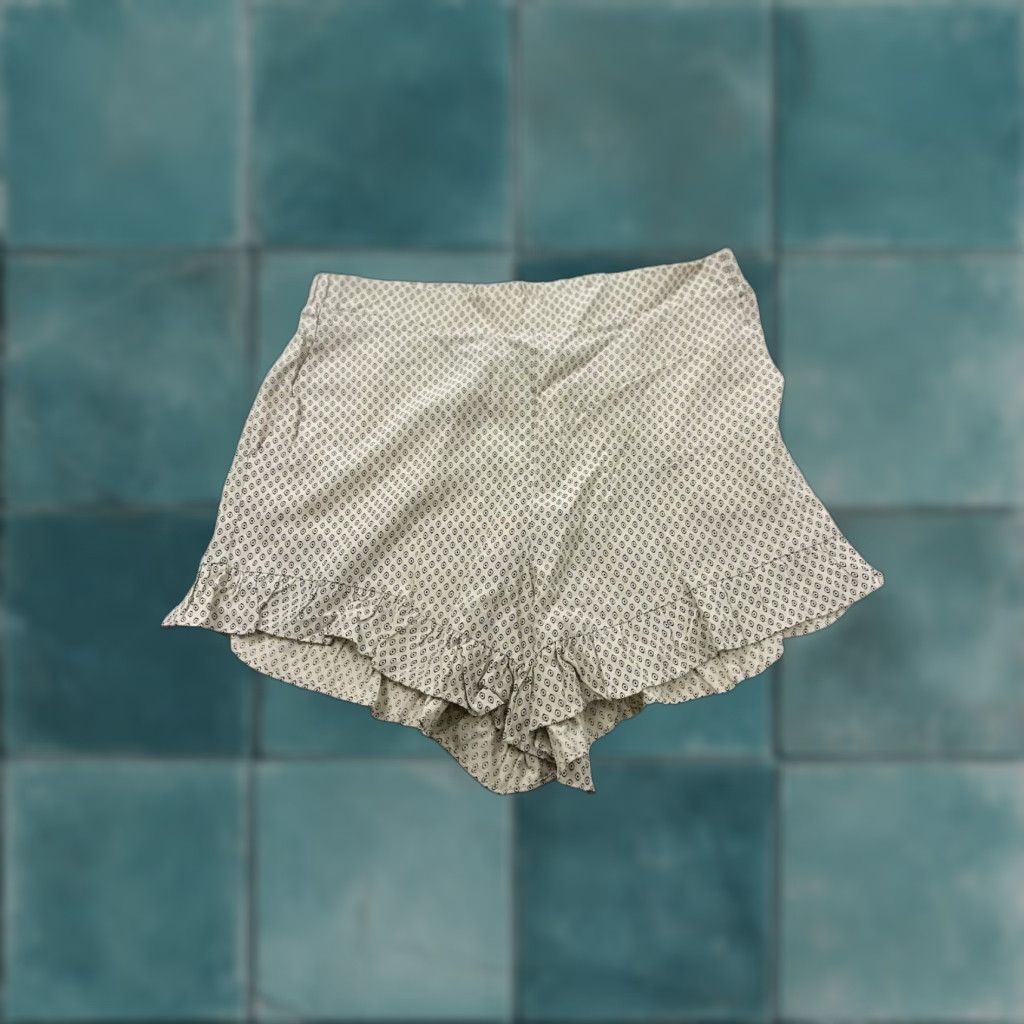H&M H&M Vintage Ruffle Shorts Women’s 16 Beige Geometric Casual 70s 90s Size 38" / US 16 / IT 52 - 1 Thumbnail