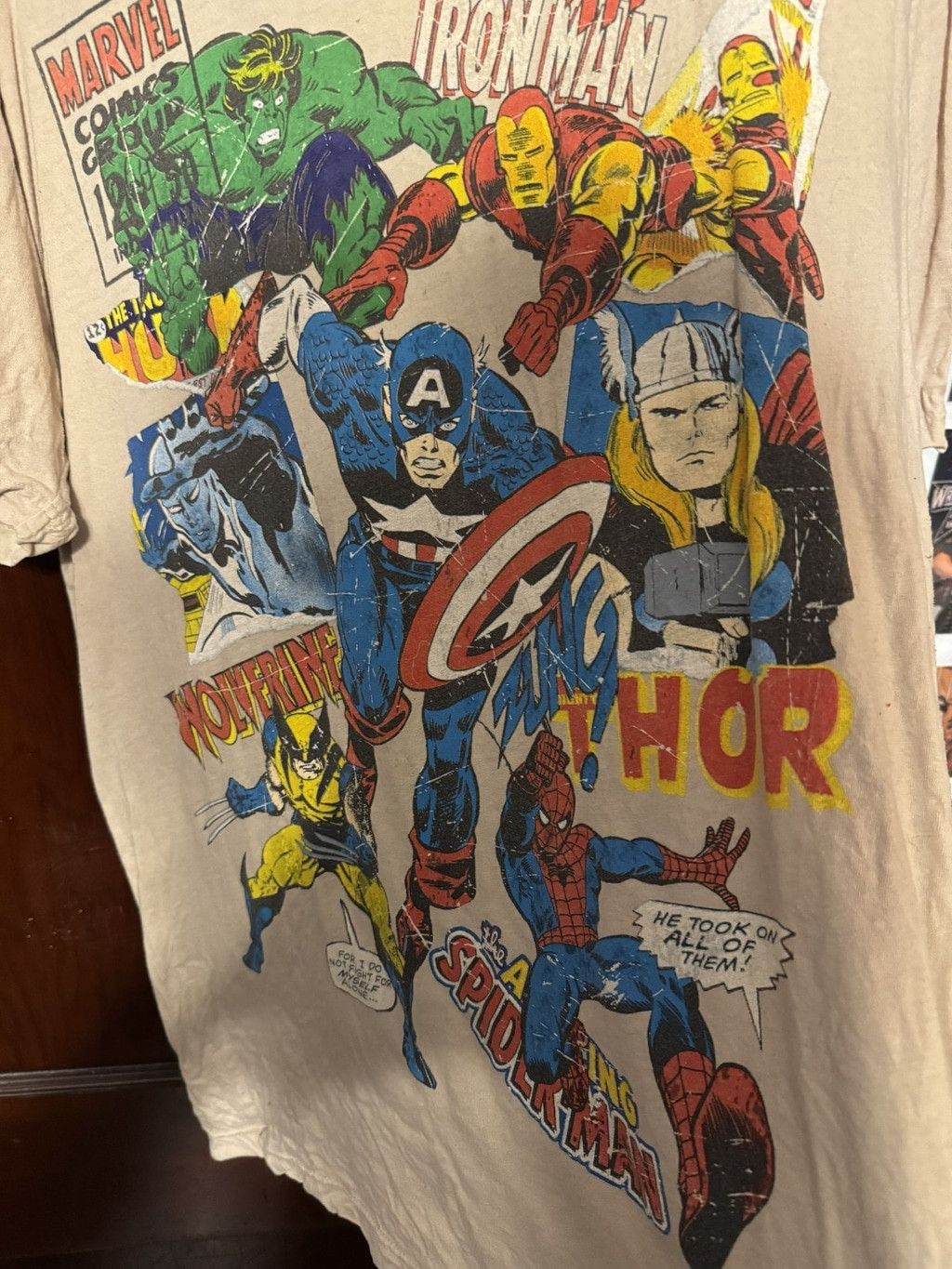 Marvel Comics Avengers Vintage Comic Book Marvel T-Shirt Men's Size XL Tan Size US XL / EU 56 / 4 - 4 Thumbnail