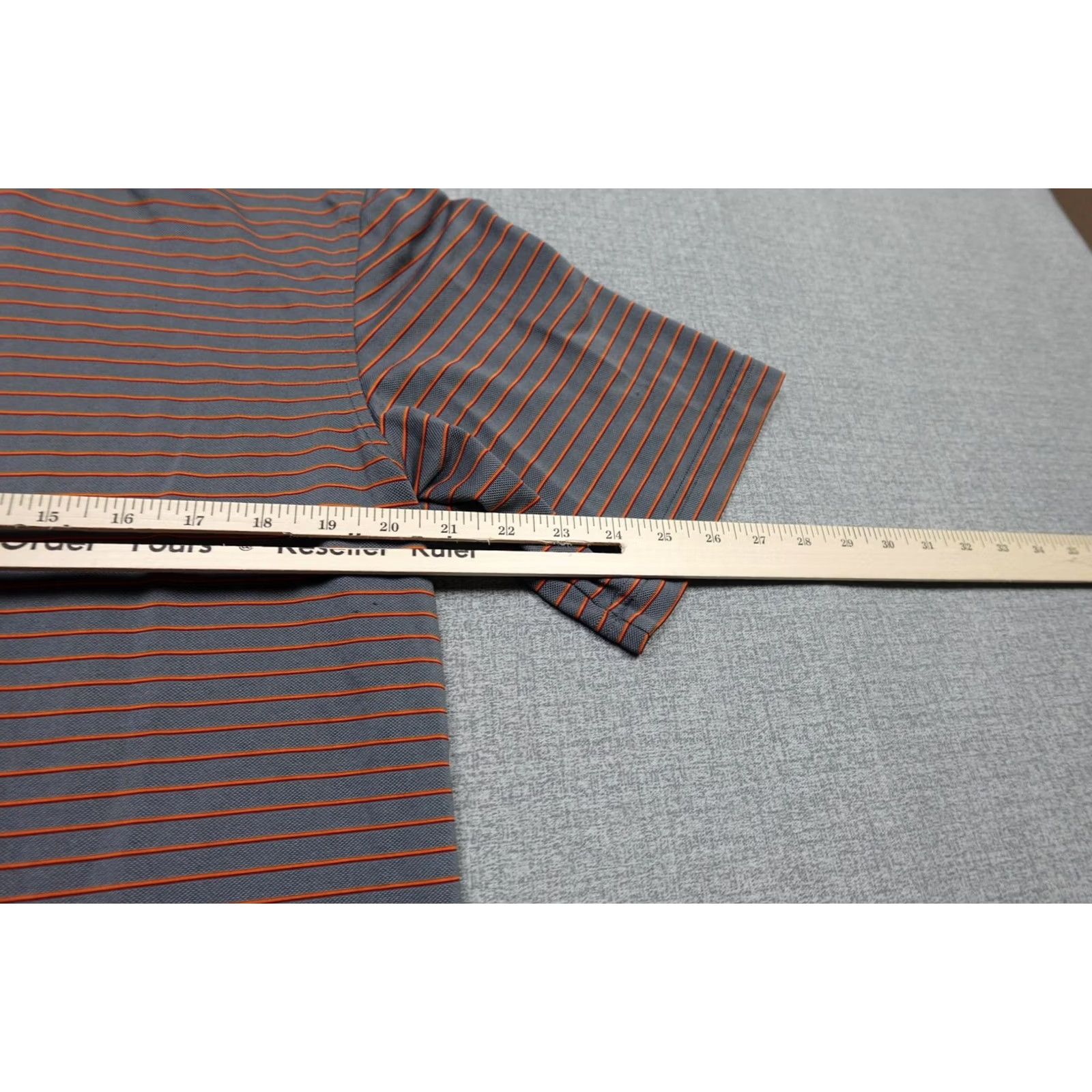 Under Armour Under Armour Polo Mens Large Gray Orange Stripe Golf Performance Lightweight Size US L / EU 52-54 / 3 - 6 Thumbnail