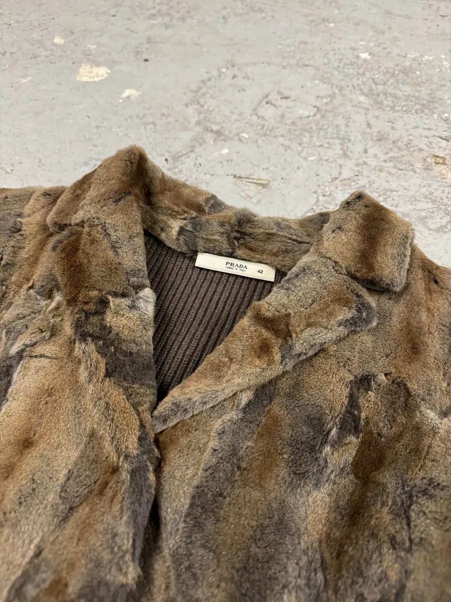 Prada 2000s Prada Blazer Dyed Fur & Brown Wool Front Jacket Size US XS / EU 42 / 0 - 11 Thumbnail