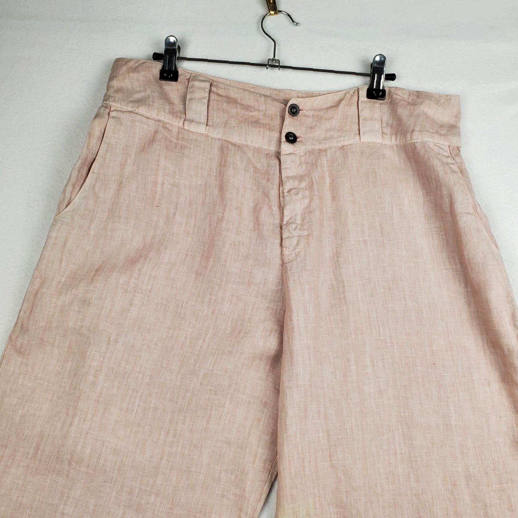 Pinko Shack Incorporated Capri Pants Women's Large Pink 100% Linen High-Rise Wide Leg Size 36" / US 14 / IT 50 - 3 Thumbnail