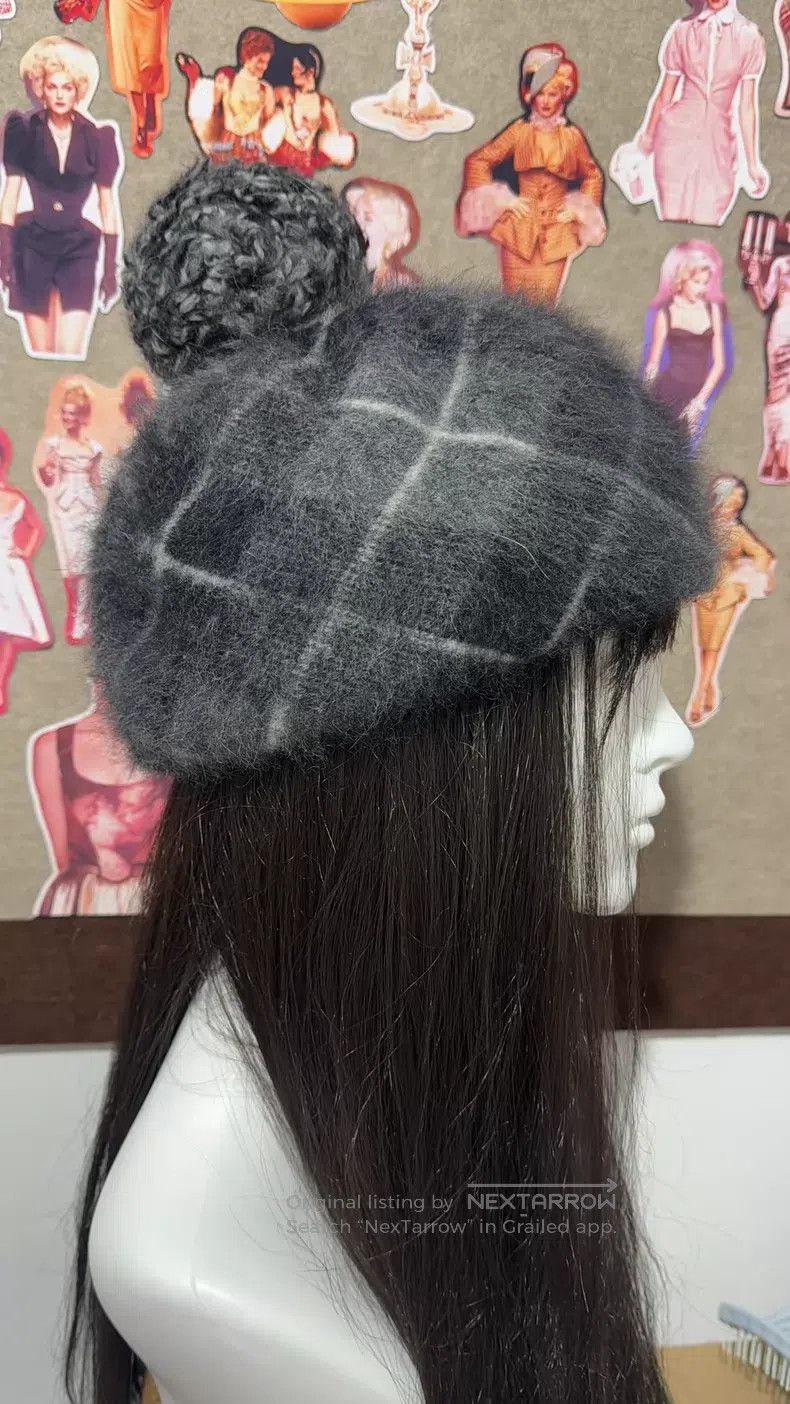 Vivienne Westwood Vivienne Westwood Gray Plaid Furry Beret Size ONE SIZE - 4 Thumbnail