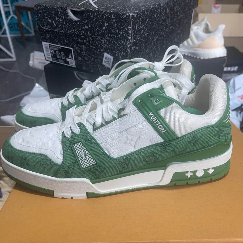 Louis Vuitton Louis Vuitton Green & White Trainer Sneakers for Men 0079 Size US 10.5 / EU 43-44 - 1 Thumbnail