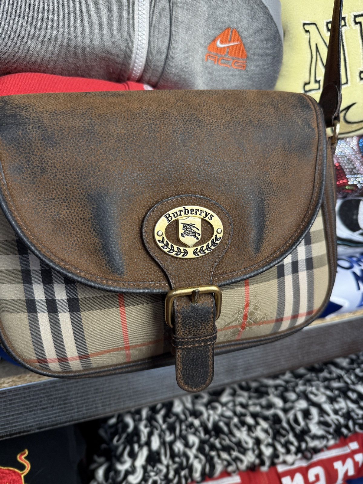 Burberry Burberry Leather Monogram Messenger Crossbody Bag Size ONE SIZE - 4 Thumbnail
