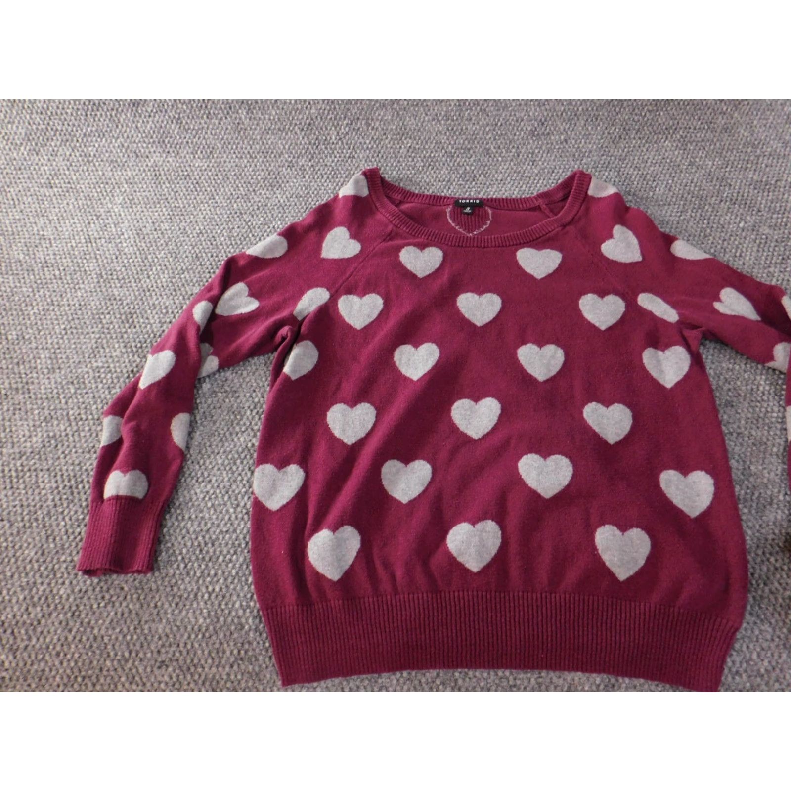 Torrid Torrid Purple 0X Plus Cotton Cable-Knit Crewneck Pullover Women Raglan Long Sleeve Sweater, Casual, Winter, Solid, Button Accents Size XL / US 12-14 / IT 48-50 - 3 Thumbnail