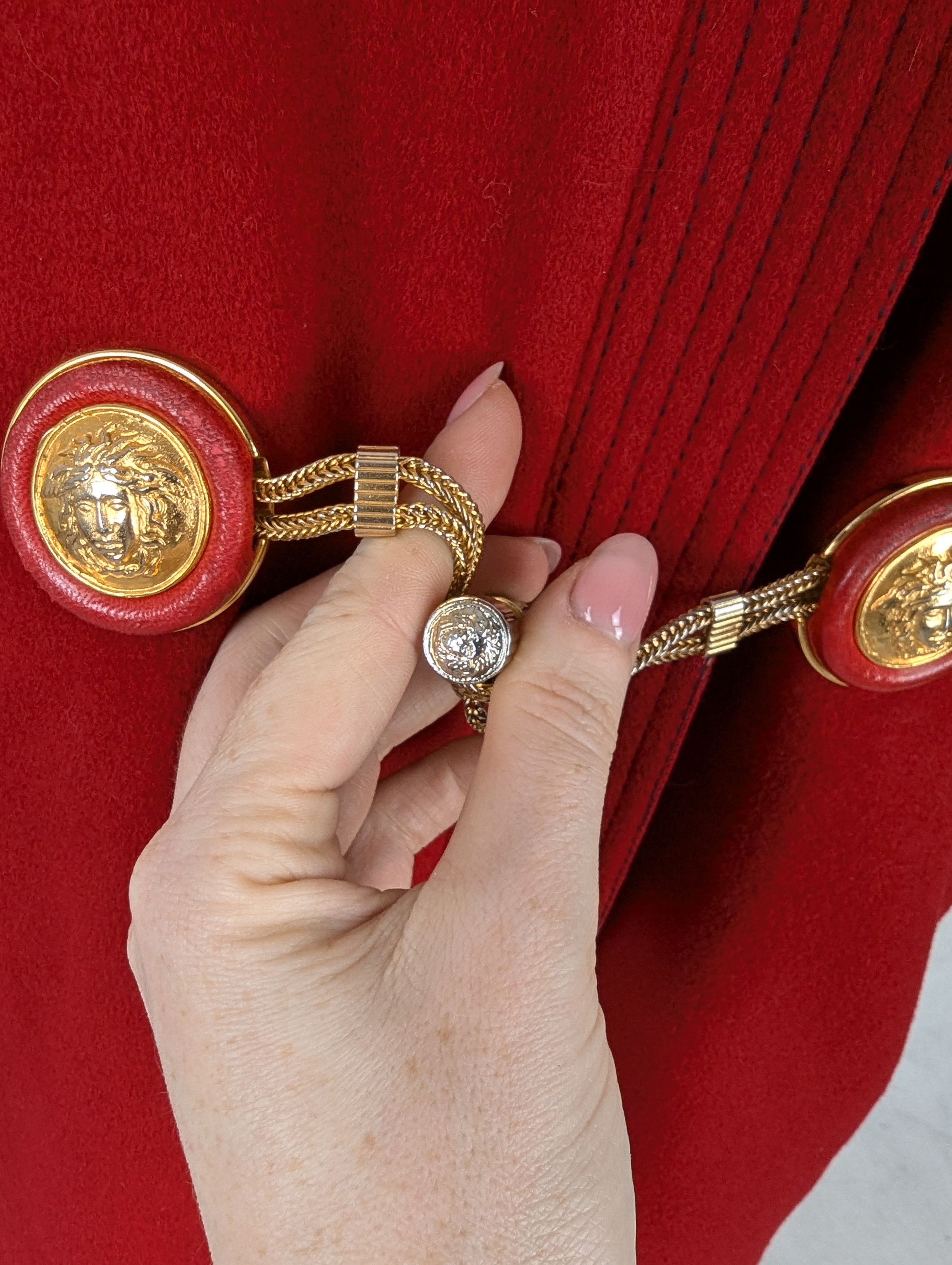 Versace Gianni Versace red wool dufflecoat coat L Size L / US 10 / IT 46 - 5 Thumbnail