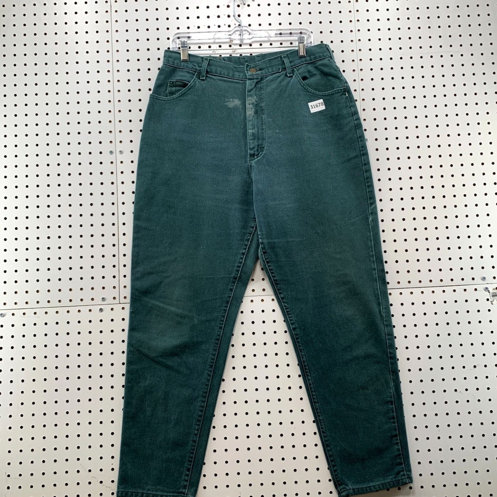 Lee VINTAGE Lee Jeans Womens 16 Green 90s Tapered Denim SIze Fits 32x29 Made USA Size 38" / US 16 / IT 52 - 2 Thumbnail