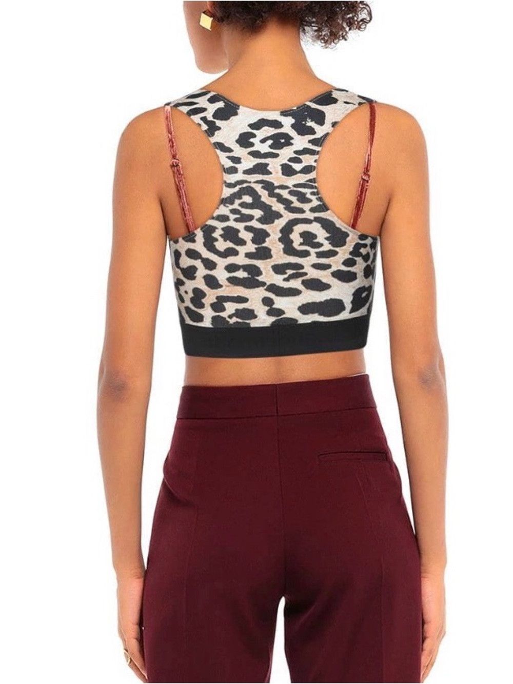 Paco Rabanne Leopard-Print Racerback Sports Bra in Beige and Black Size XL / US 12-14 / IT 48-50 - 3 Thumbnail