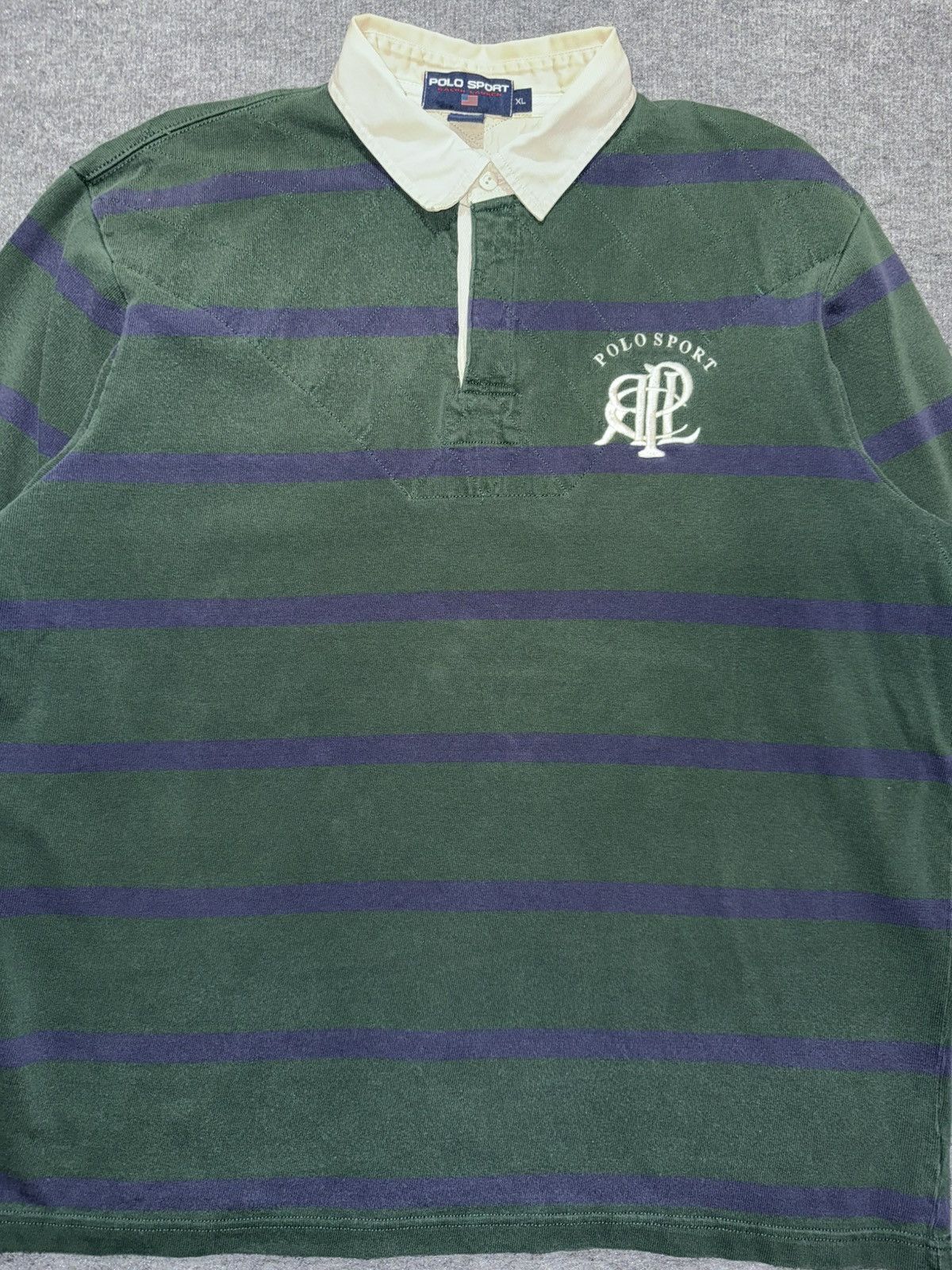 Polo Ralph Lauren Polo Sport RL Green Stripe Rugby Shirt XL Size US XL / EU 56 / 4 - 2 Thumbnail