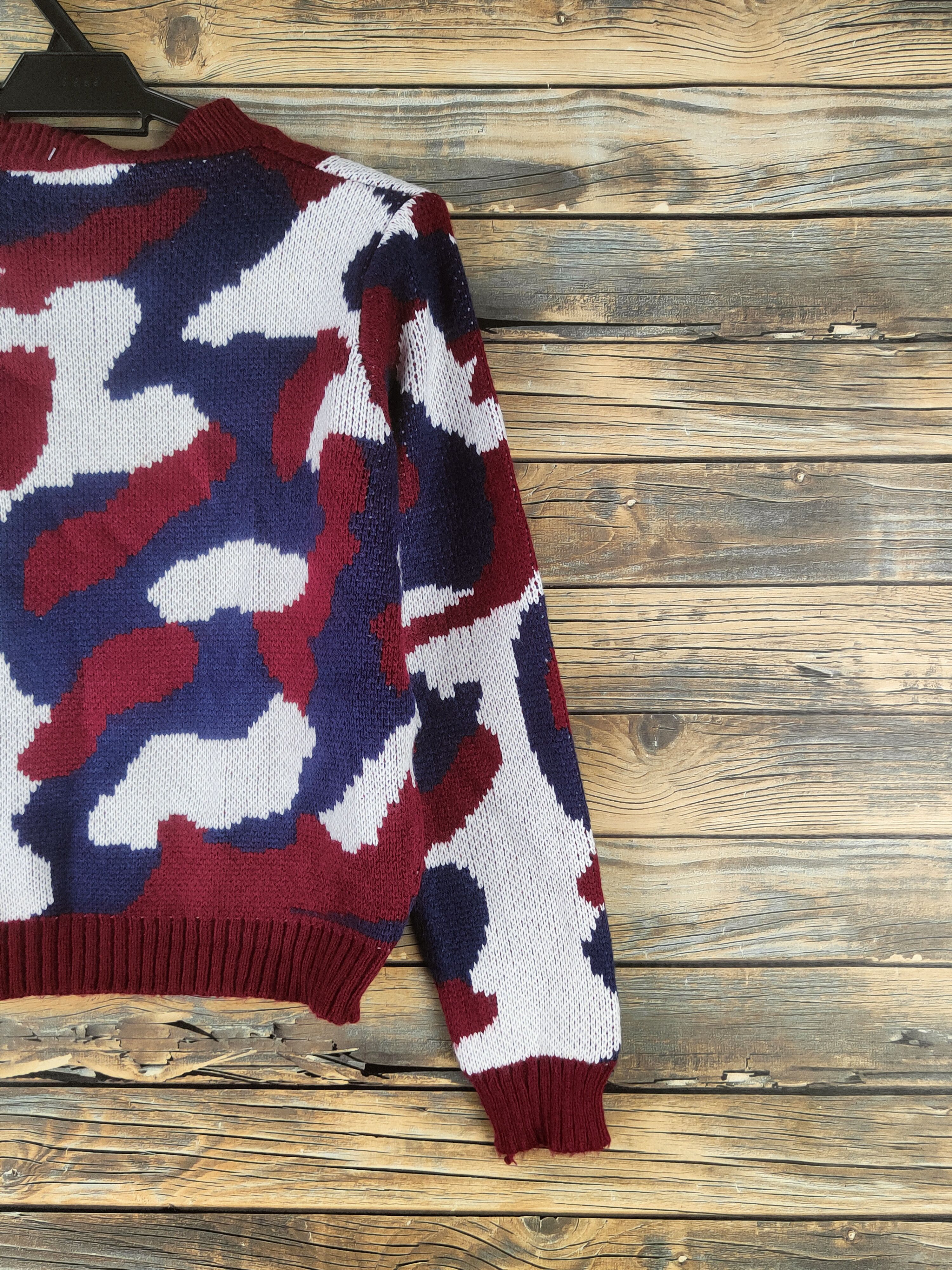 Japanese Brand DL J'adore Plein Maroon White Knitwear Crop Tops# 46-131 Size S / US 4 / IT 40 - 9 Thumbnail