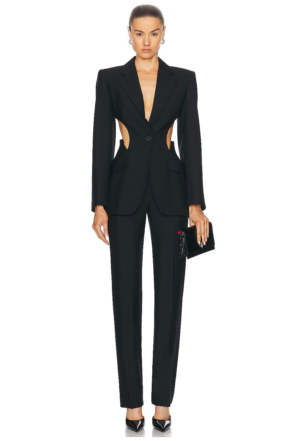 Alexander McQueen o1srvl11e0326 Sharp Blazer in Black Size M / US 6-8 / IT 42-44 - 4 Thumbnail