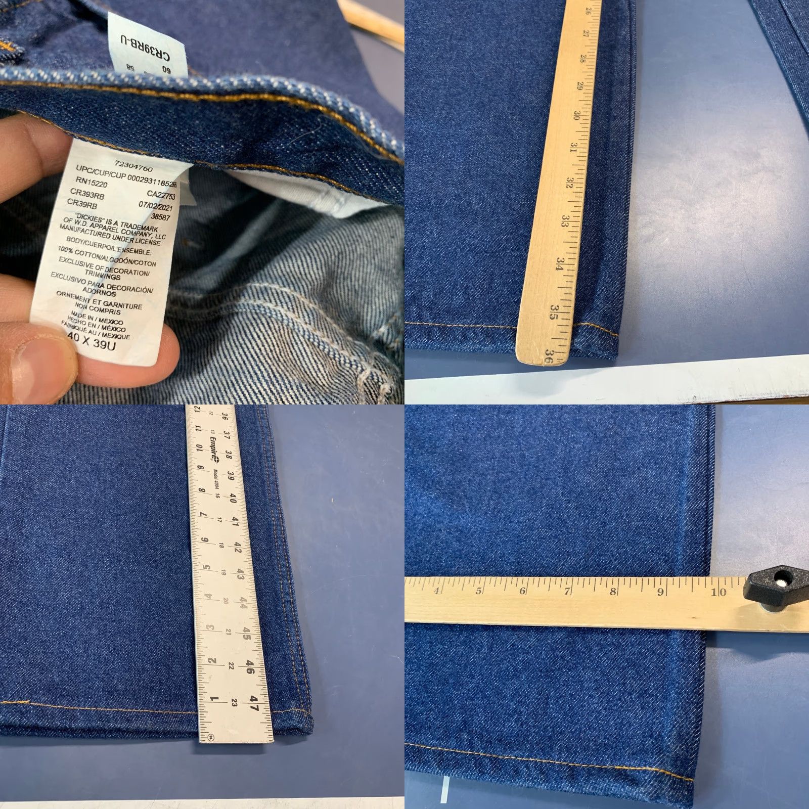 Dickies VINTAGE Dickies Denim Jeans Mens Blue Straight Fit 40X39 Industrial Relaxed NWT Size US 40 / EU 56 - 9 Thumbnail