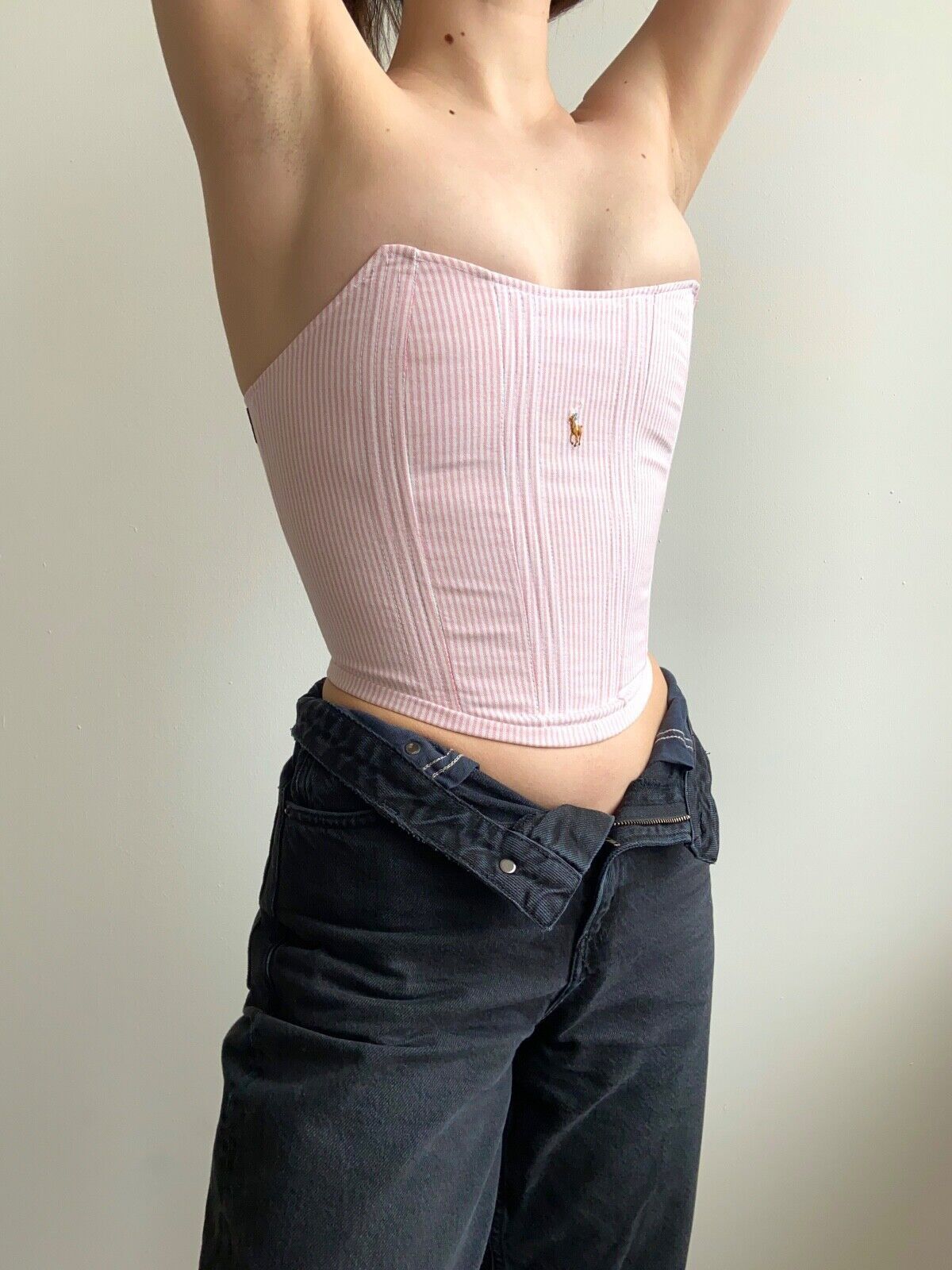 Handmade Handmade Polo Ralph Lauren Sriped Pink Crop Top Corset Size S / US 4 / IT 40 - 7 Thumbnail