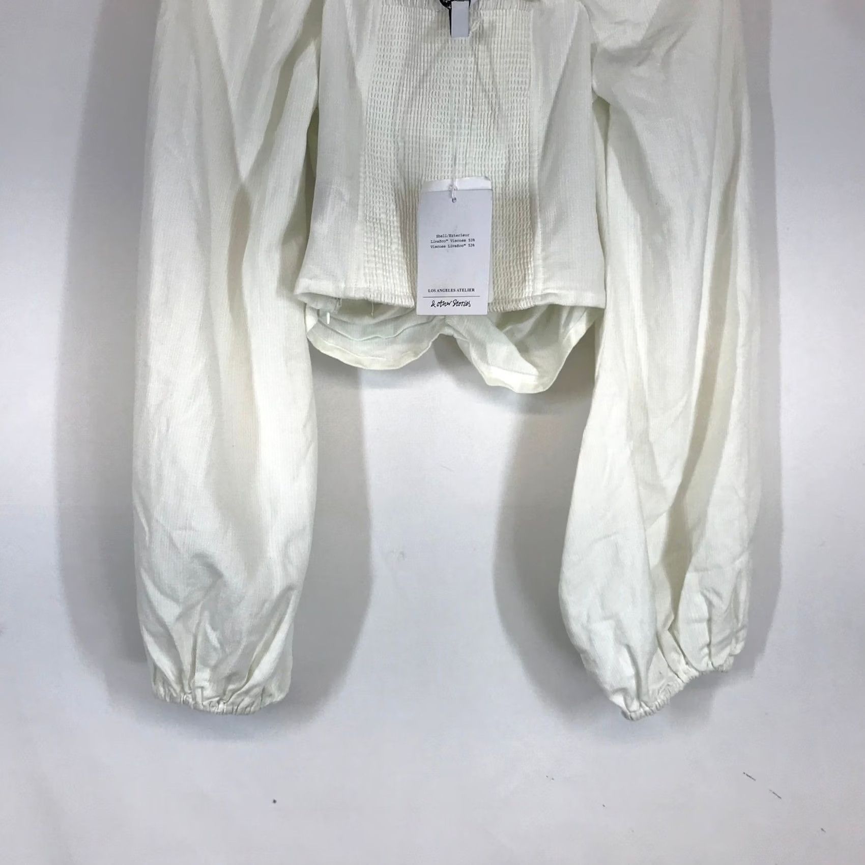 & Other Stories & Other Stories White Ruched Puff Sleeve Crop Top Size 2 Los Angeles Atelier Size XS / US 0-2 / IT 36-38 - 6 Thumbnail