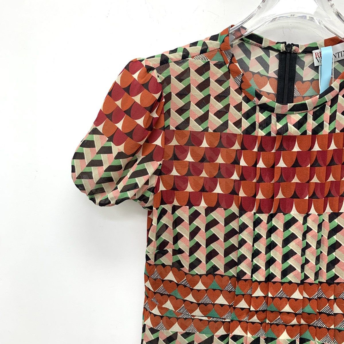 Valentino Valentino Geometric Printed Mulberry Silk Dress K26WX Size L / US 10 / IT 46 - 3 Thumbnail