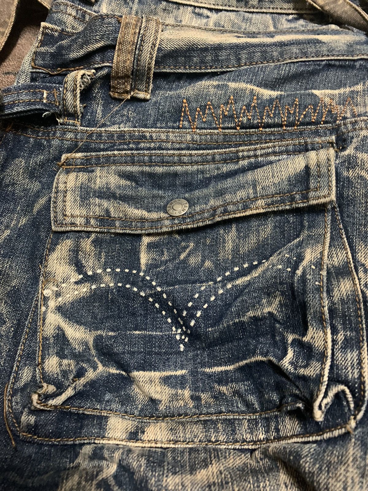RUSTY LEVIS CARGO CUSTOM DOUBLE WAIST PUNK DESIGNER INSPIRED