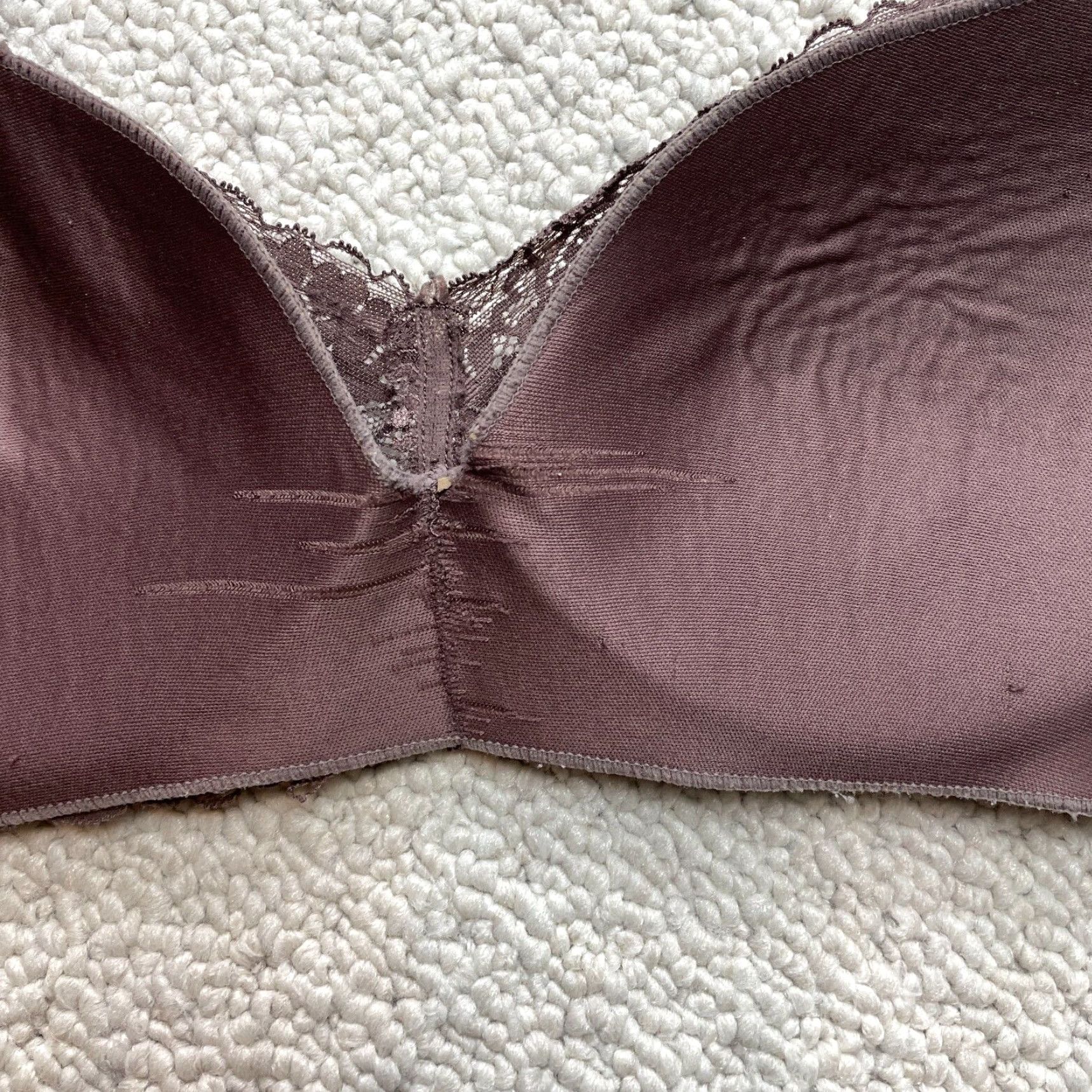Vintage Danskin Bra Womens 38DD Full Cover Underwired Padded Lace Brown NYLON SPANDEX ELASTANE Regular Solid Cup DD Size ONE SIZE - 4 Thumbnail