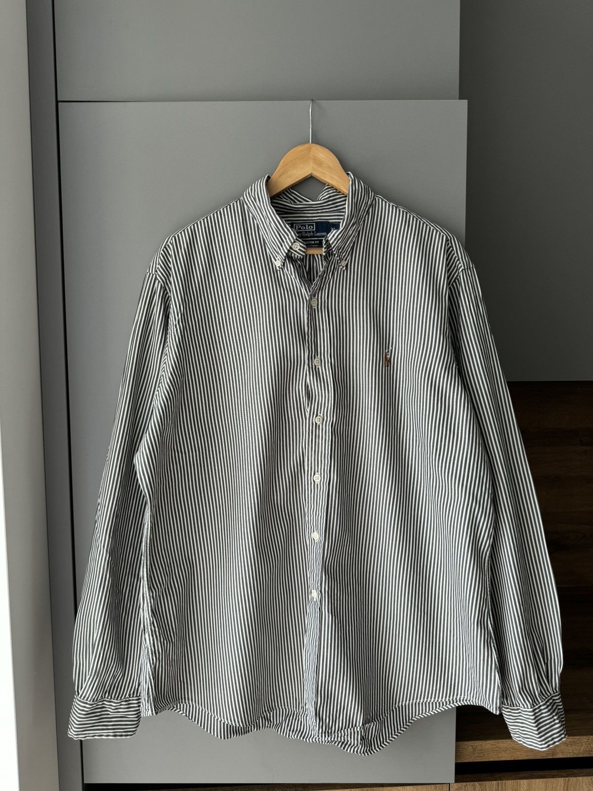 Polo Ralph Lauren × Vintage Polo Ralph Lauren Striped Classic Fit White Grey Shirt Size US XL / EU 56 / 4 - 2 Thumbnail