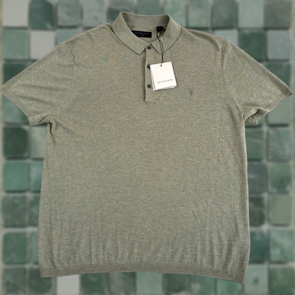 Allsaints VINTAGE AllSaints Nomo Polo Shirt in Herb Green Wool Blend Men 2XL Short Sleeve NWT Size US XXL / EU 58 / 5 - 1 Thumbnail