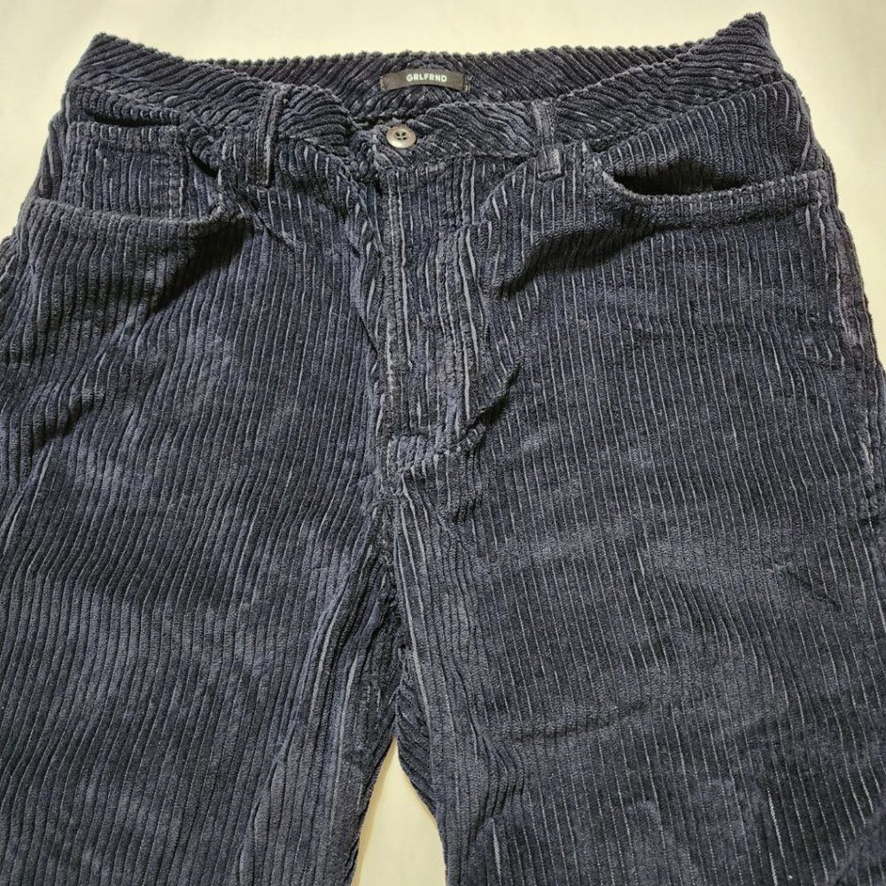 GRLFRND GRLFRND Helena Navy Corduroy High Rise Straight Leg Ankle P Size 31" - 4 Thumbnail