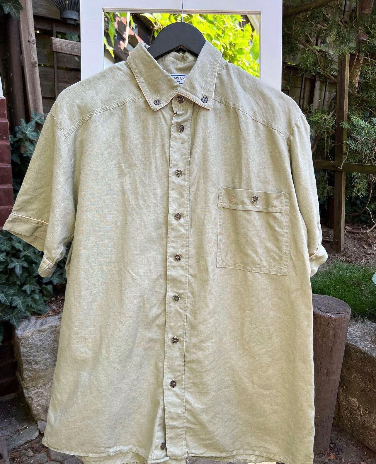 image of C A x YVES Saint Laurent C&a YVES Saint Laurent Short Sleeve Shirt Green M Unisex (Size Medium)