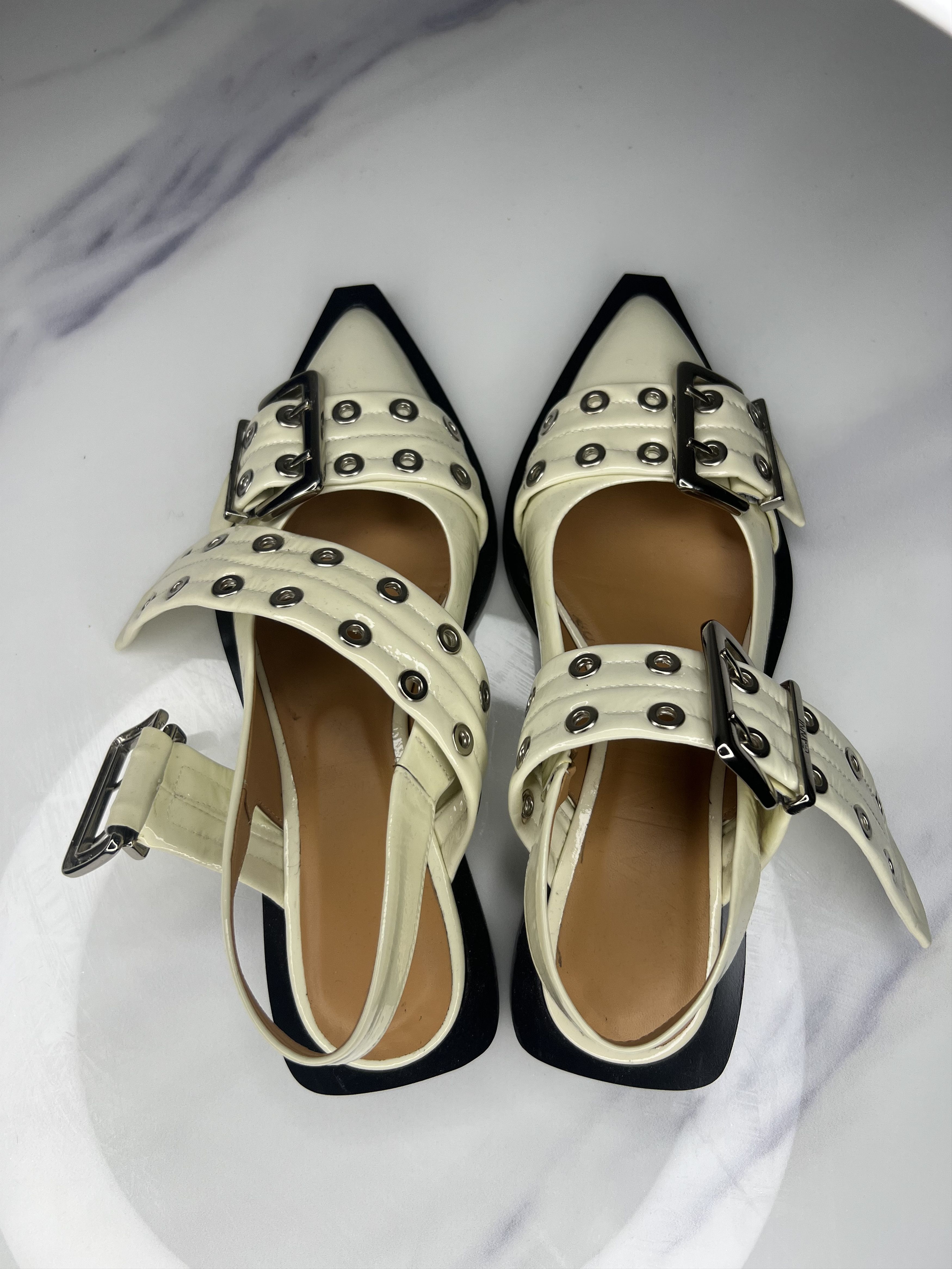 Ganni Wide Welt Buckle Ballerinas Flats Size US 6 / IT 36 - 11 Thumbnail