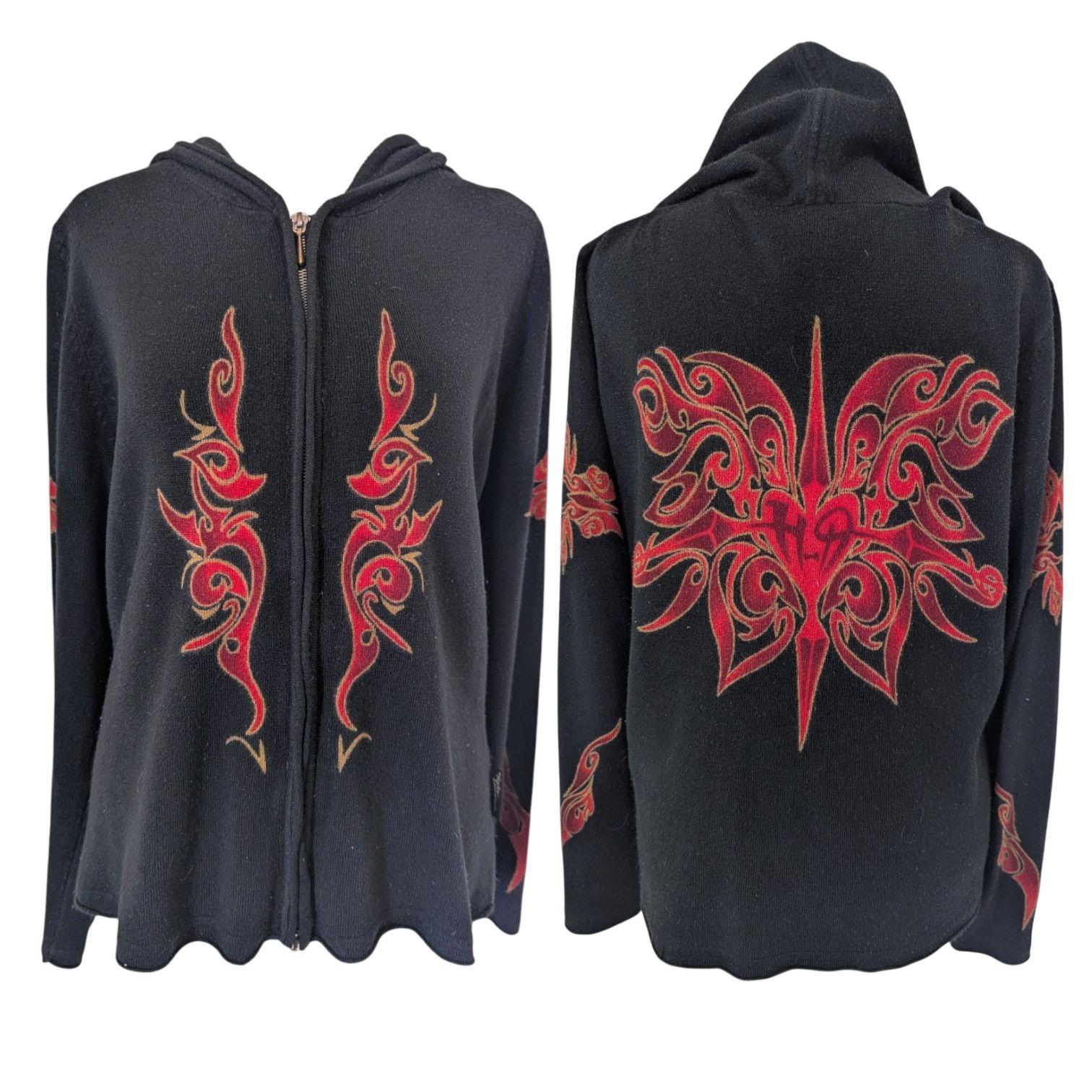 Harley Davidson Vintage Y2K Harley Davidson Red Heart Flame Knit Hoodie XL Size XL / US 12-14 / IT 48-50 - 1 Thumbnail