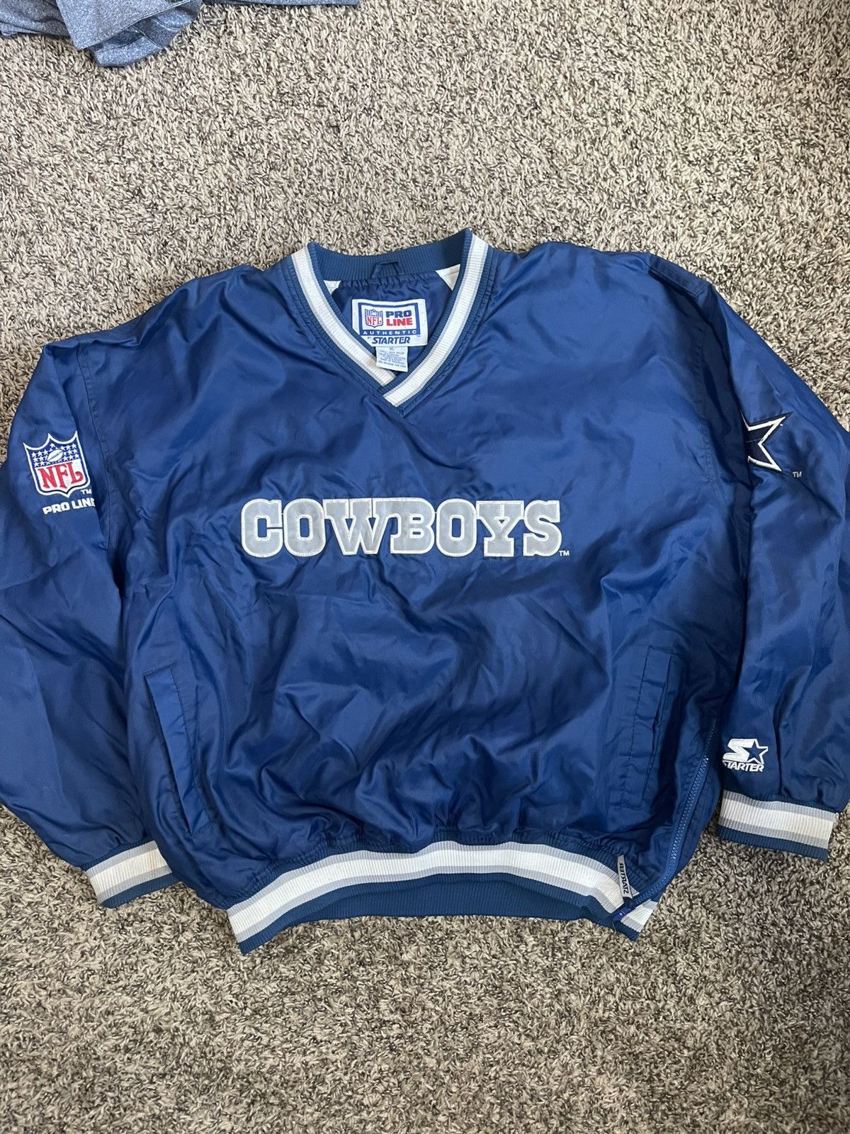 Starter Vintage Dallas Cowboys Starter Pro Line Pullover Jacket Size US XL / EU 56 / 4 - 1 Thumbnail