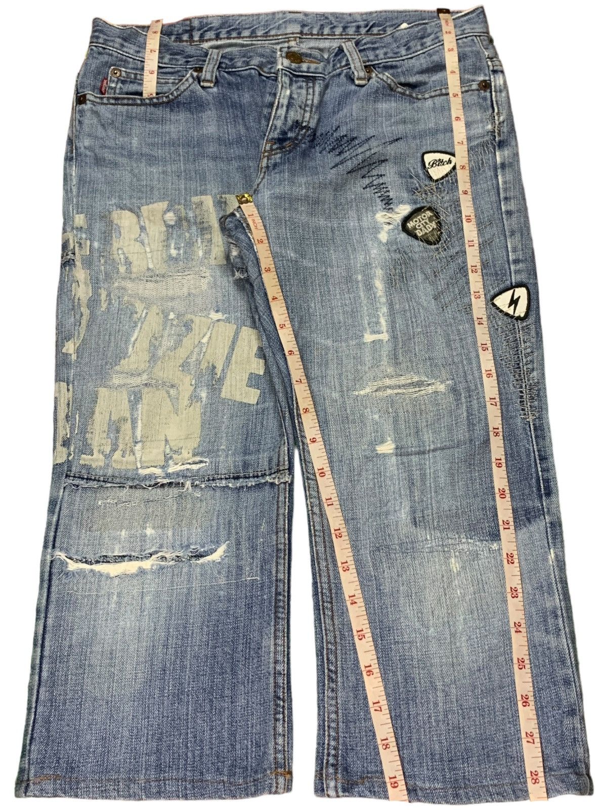 Hysteric Glamour × Japanese Brand Vintage Hysteric Kinky Blue Wash Distressed Jeans Shorts Size 31" - 11 Thumbnail