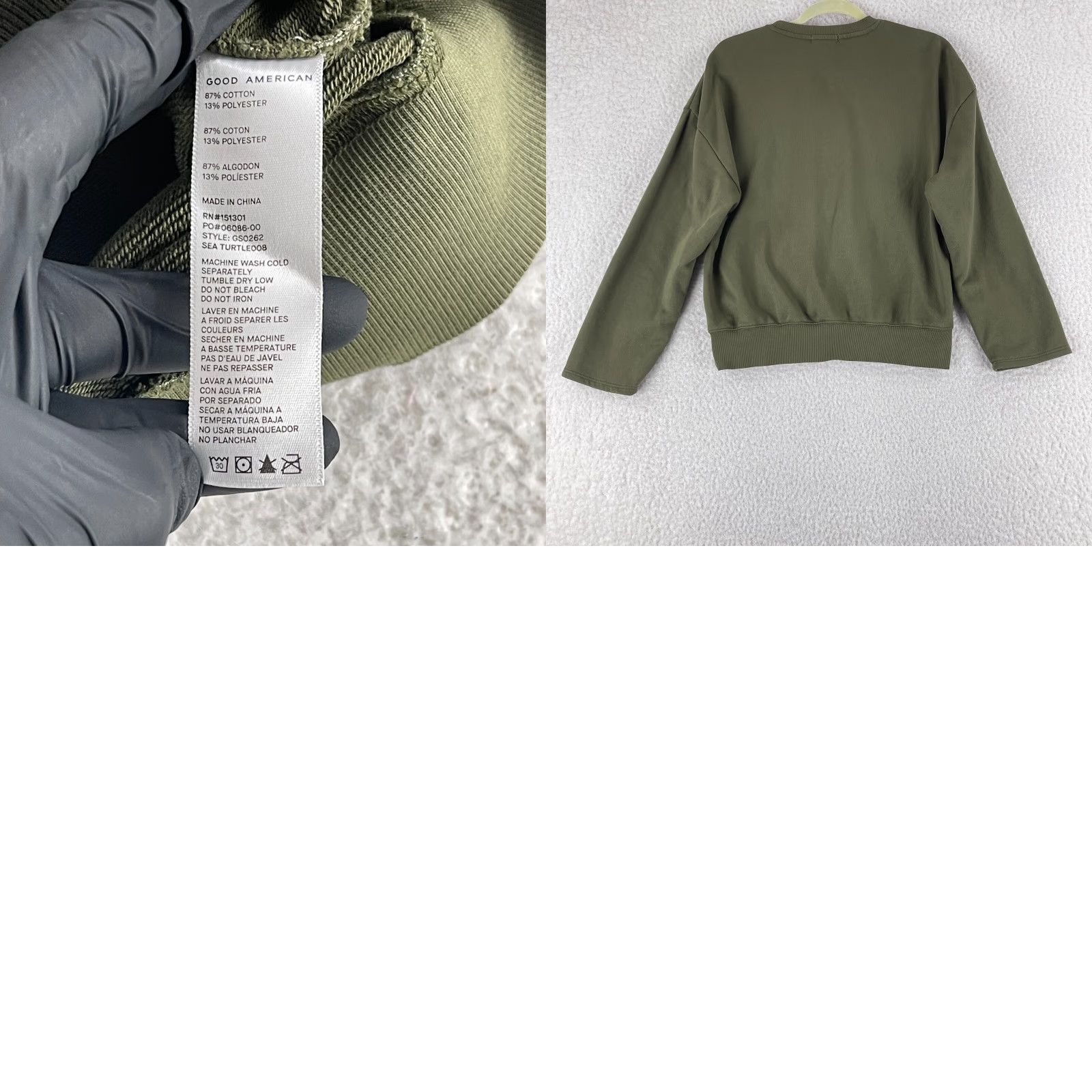 Good American Good American Green Crew Neck Pullover Sweater Womens Size 0 Long Sleeve Knit Pullover Casual Sweater Size XS / US 0-2 / IT 36-38 - 8 Thumbnail