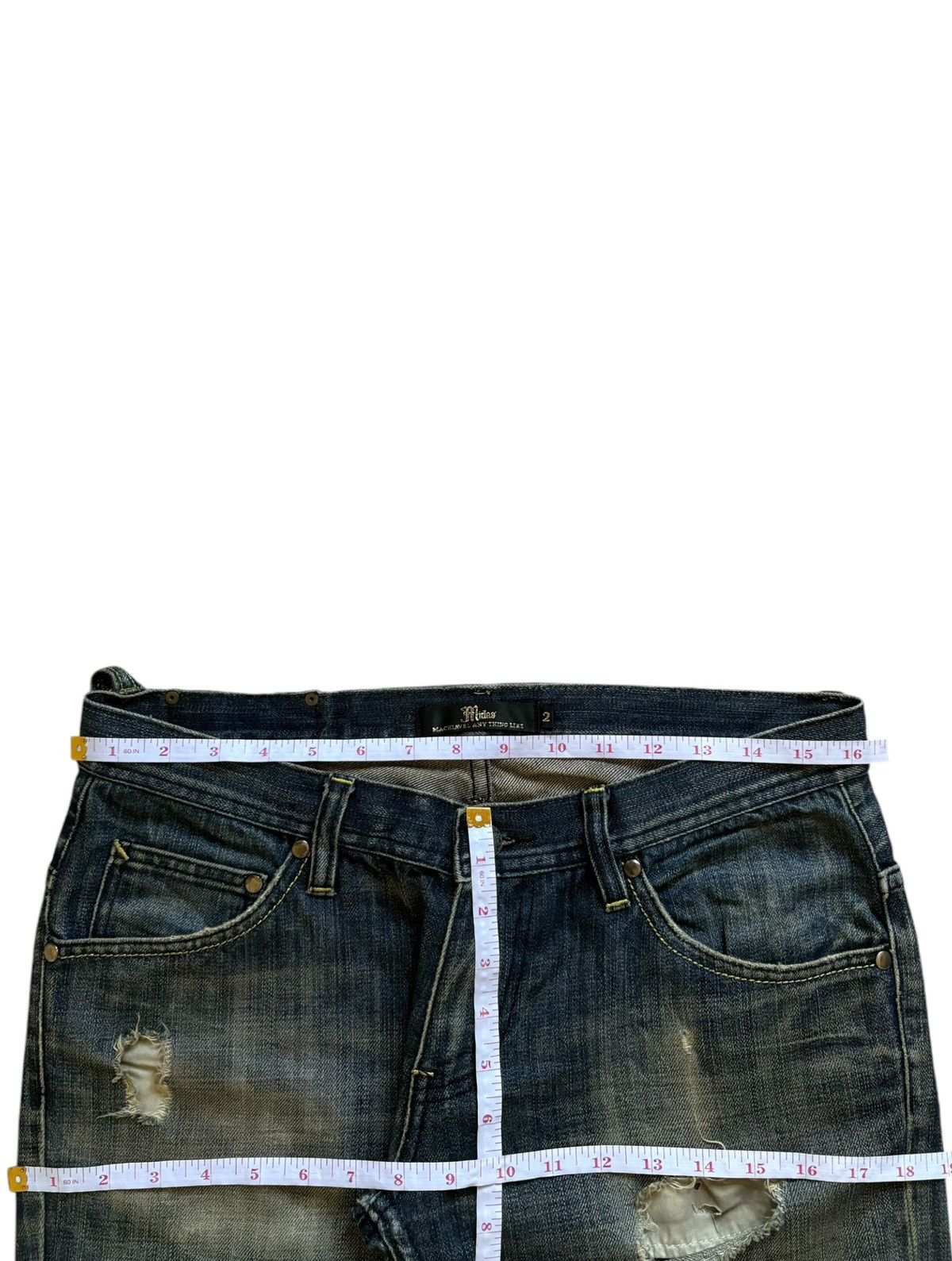 Japanese Brand Vintage Japanese MIDAS Mud Wash Distressed Flare Jeans Size 32" / US 10 / IT 46 - 13 Thumbnail