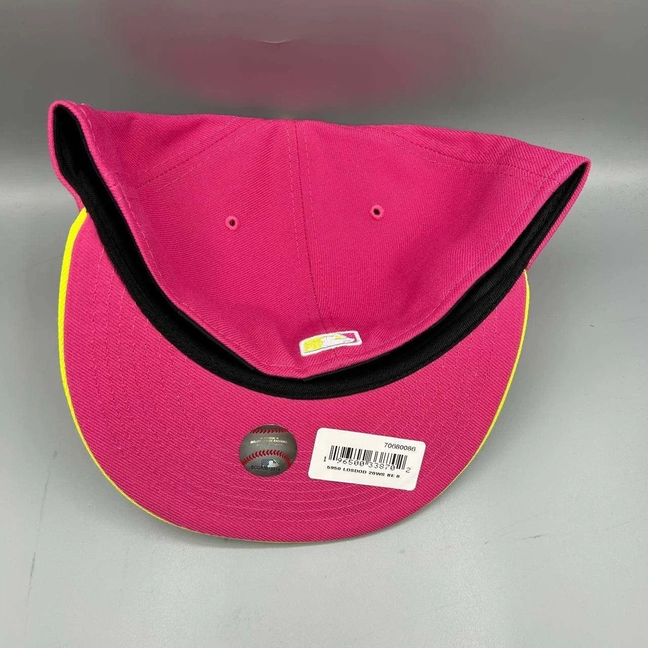 New Era Los Angeles LA Dodgers Hat Men 8 Pink Yellow MLB Fitted Cap Size ONE SIZE - 6 Thumbnail