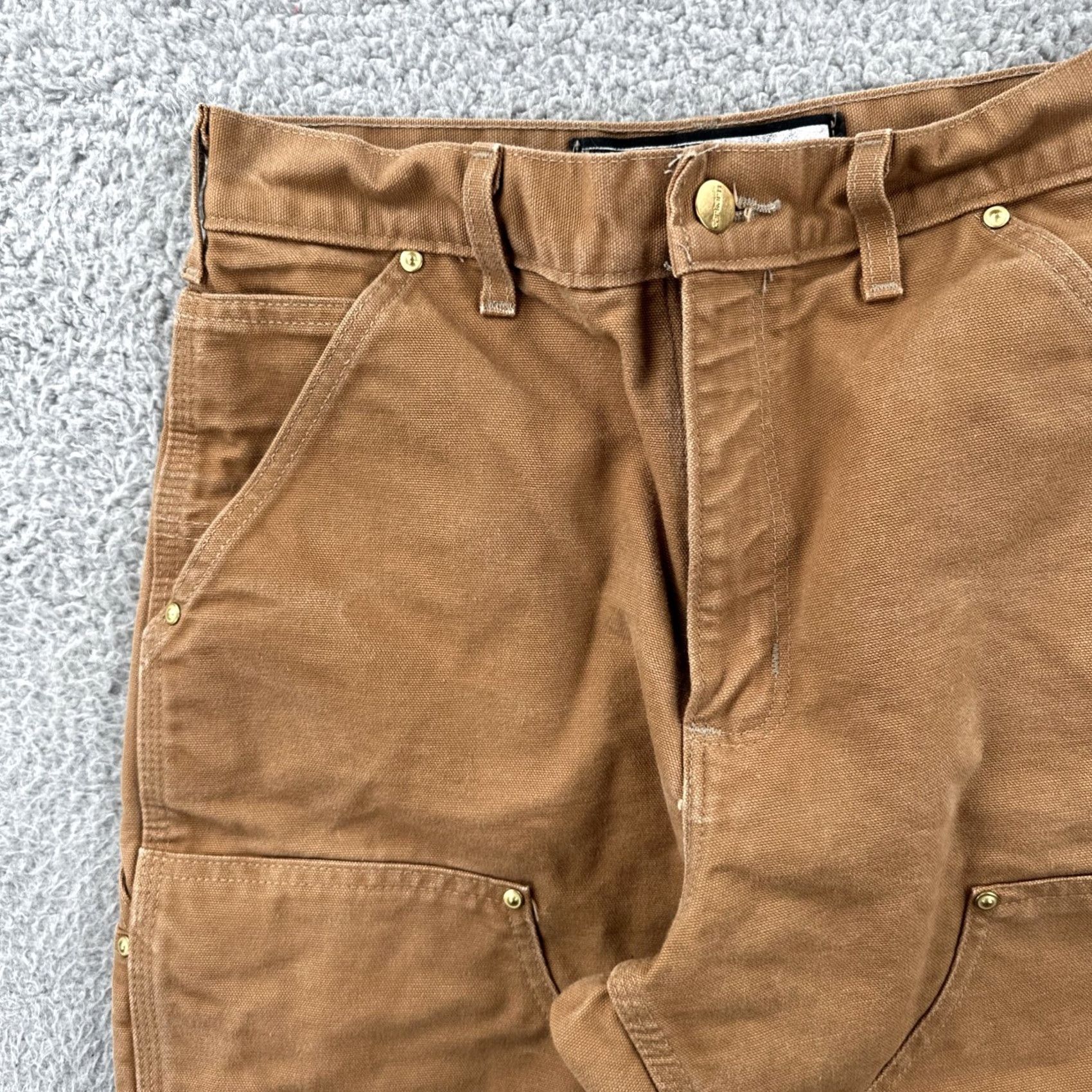 Carhartt Carhartt Pants Adult 29x32 Regular Brown Duck Canvas Carpenter EUC Mens Workwear Casual 90s Grunge USA Belt Zip Button Size US 29 - 5 Thumbnail