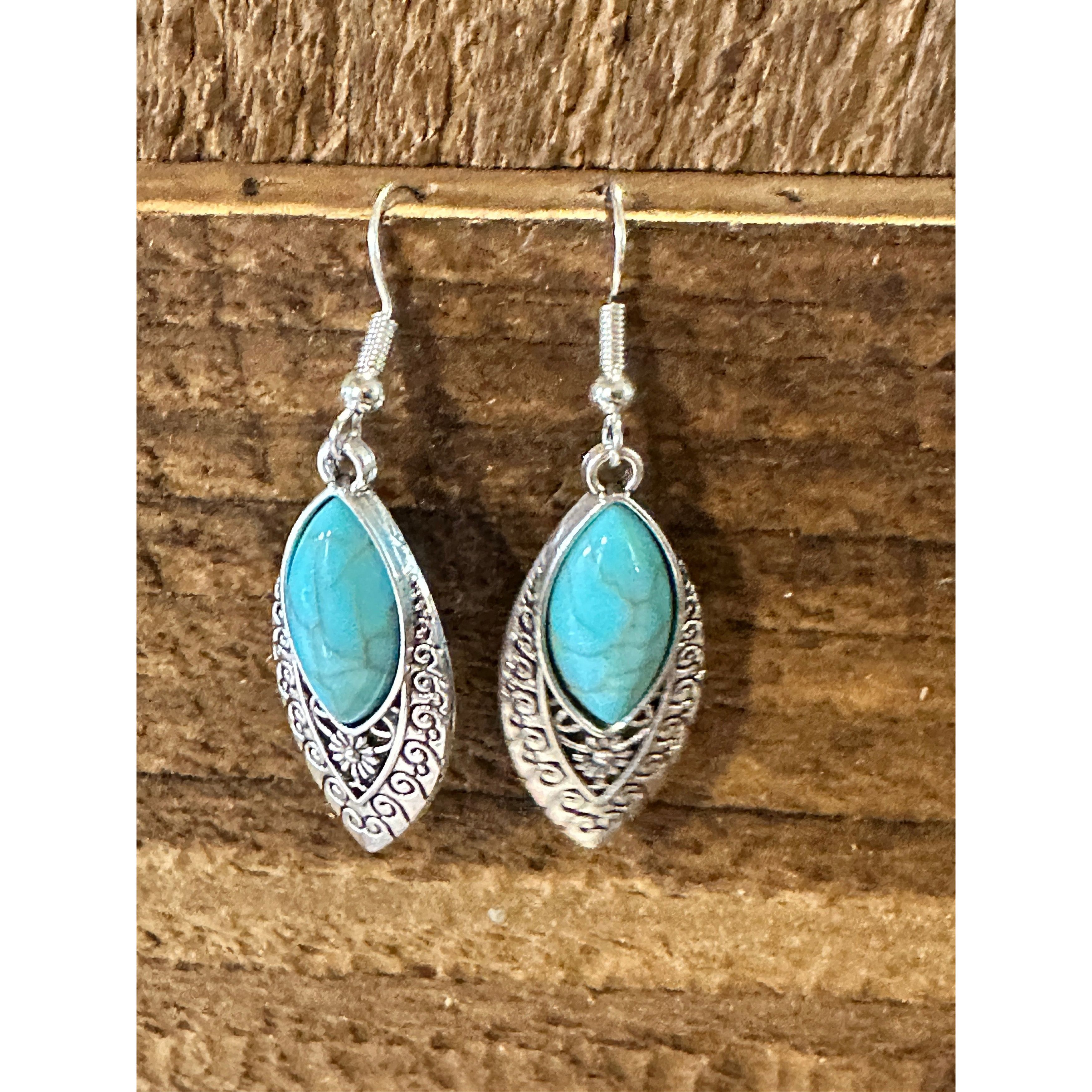 Other Boho Vintage Chic Southwestern Dangle Wire Earrings, Turquoi Size ONE SIZE - 1 Thumbnail