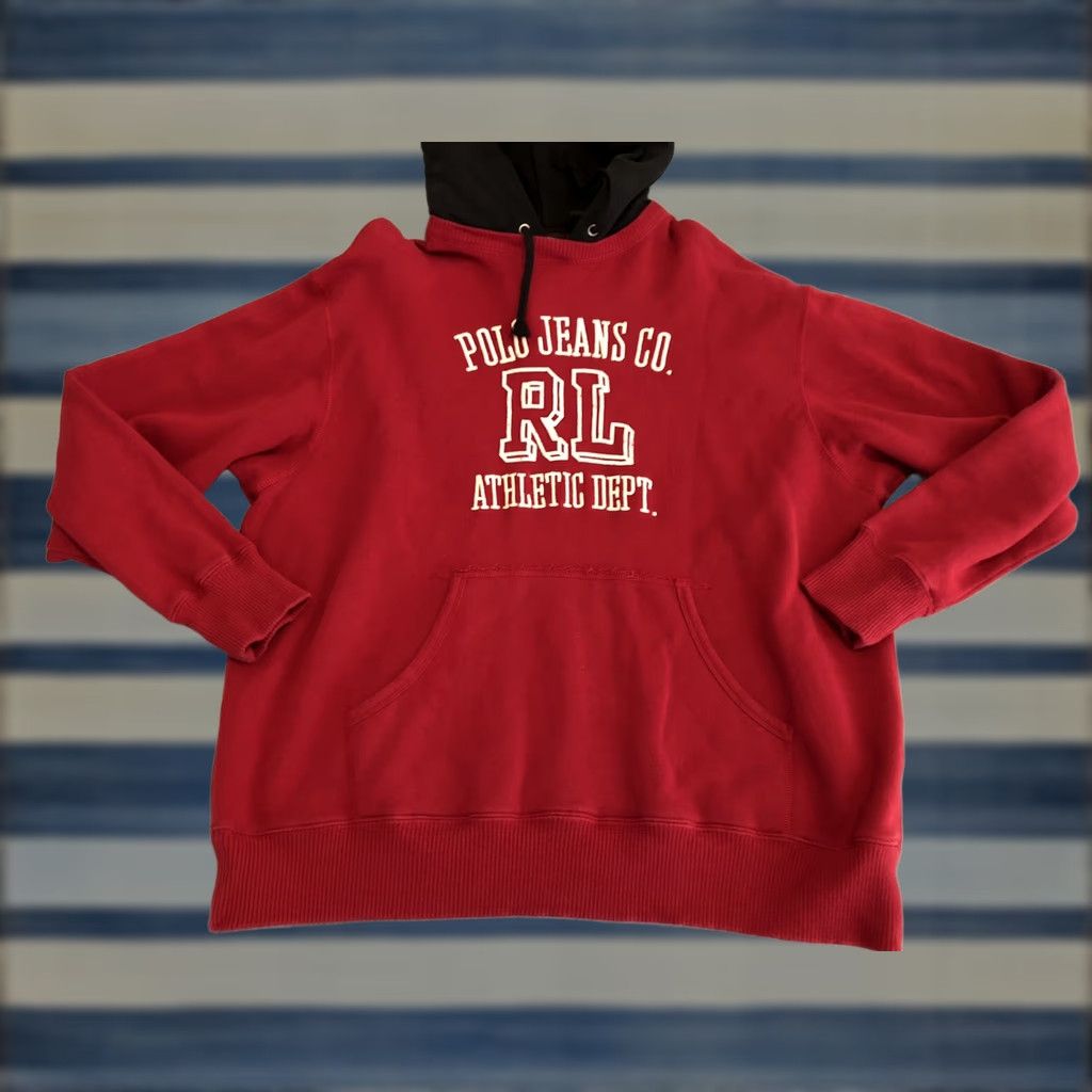 Ralph Lauren Ralph Lauren Polo Jeans Co Red Black Hoodie Sweater Embroidered Mens Large Size US L / EU 52-54 / 3 - 1 Thumbnail