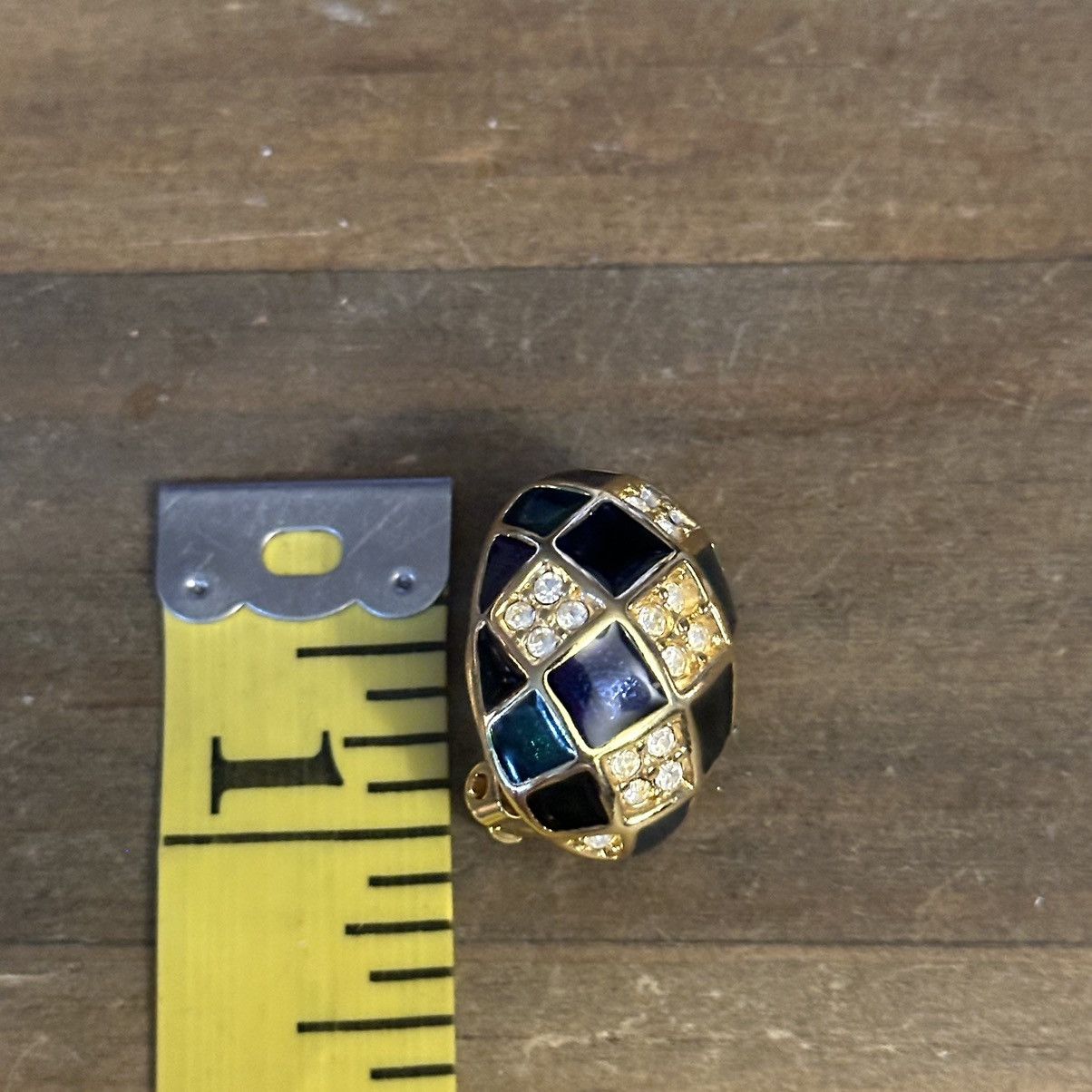 Joan Rivers Vintage Joan Rivers oval enamel checkered clip on earrings Size ONE SIZE - 4 Thumbnail