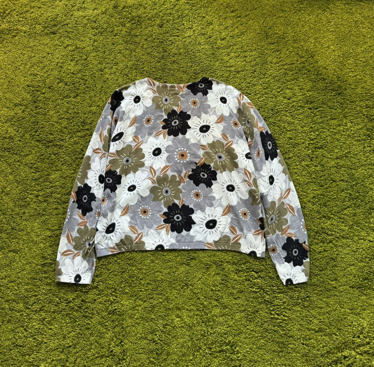 Designer Gudrun Sjoden avant garde floral pattern cardigan sweater Size M / US 6-8 / IT 42-44 - 2 Thumbnail